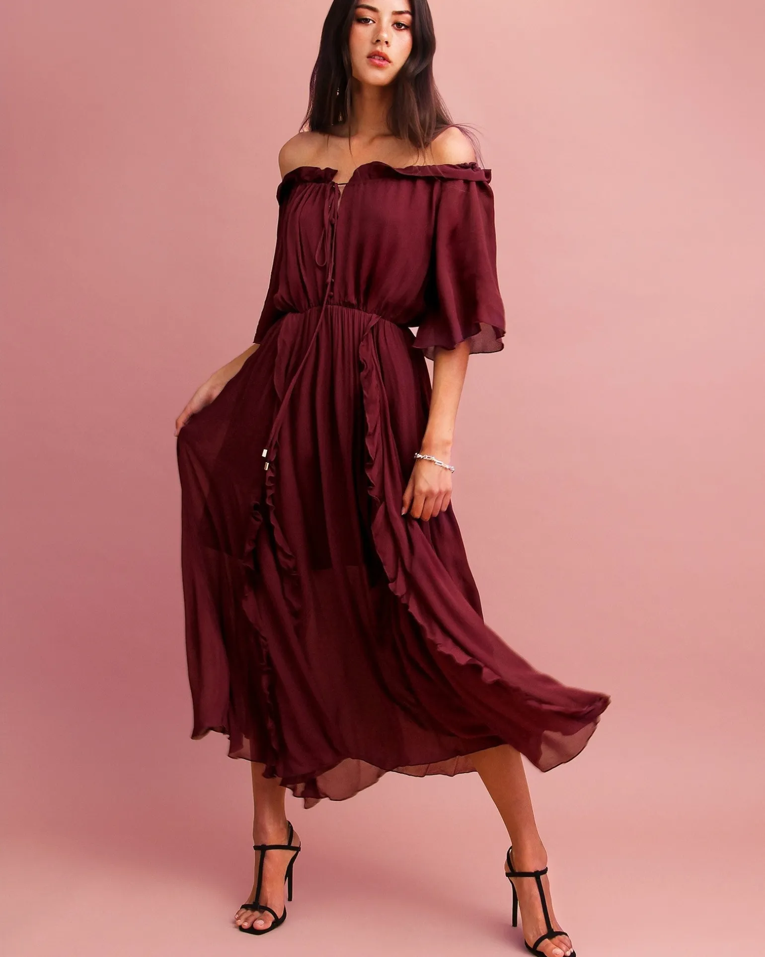Belle & Bloom Maxi Dresses | Maxi Dresses>Amour Amour Ruffled Midi Dress -