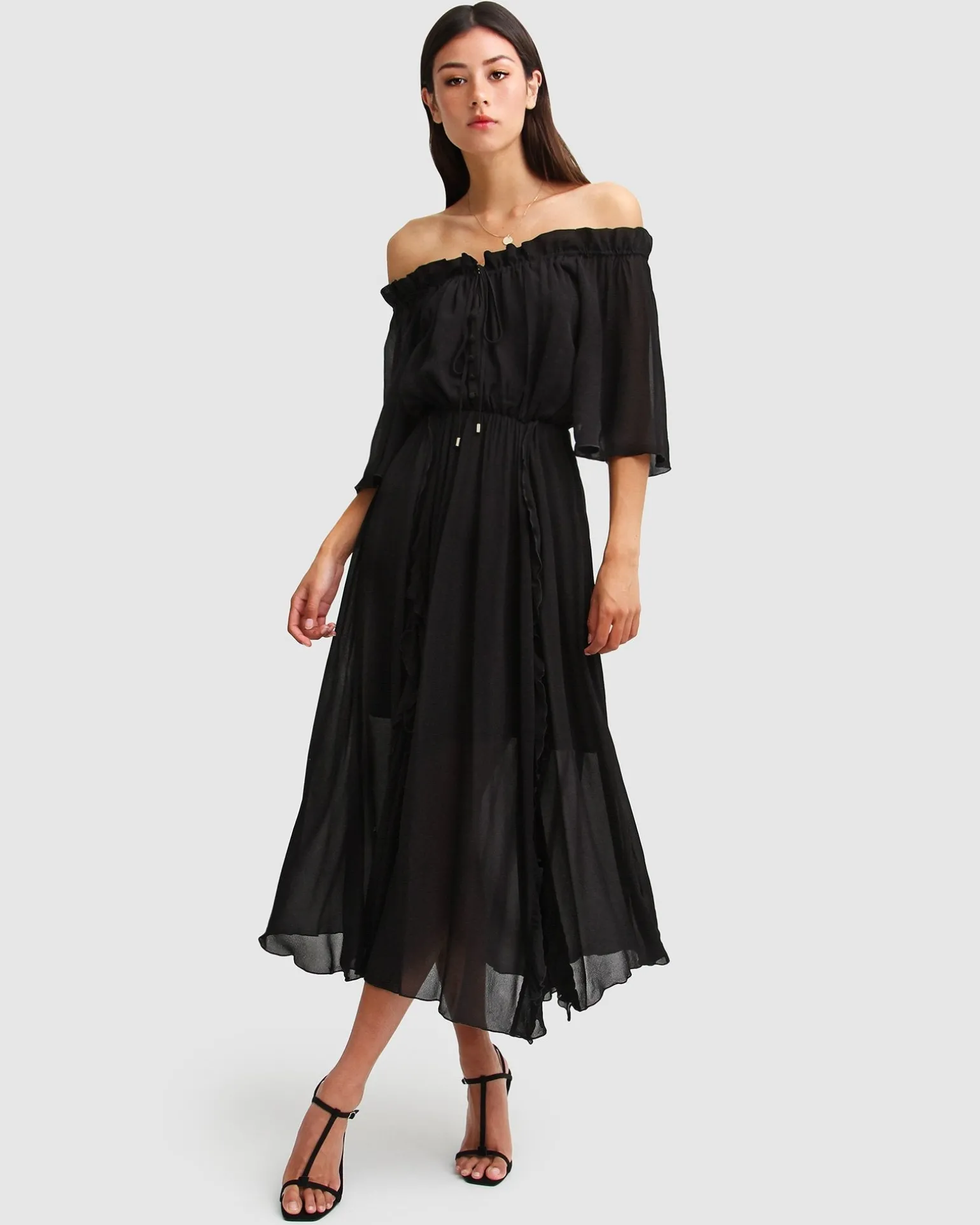 Belle & Bloom Maxi Dresses | Maxi Dresses>Amour Amour Ruffled Midi Dress -