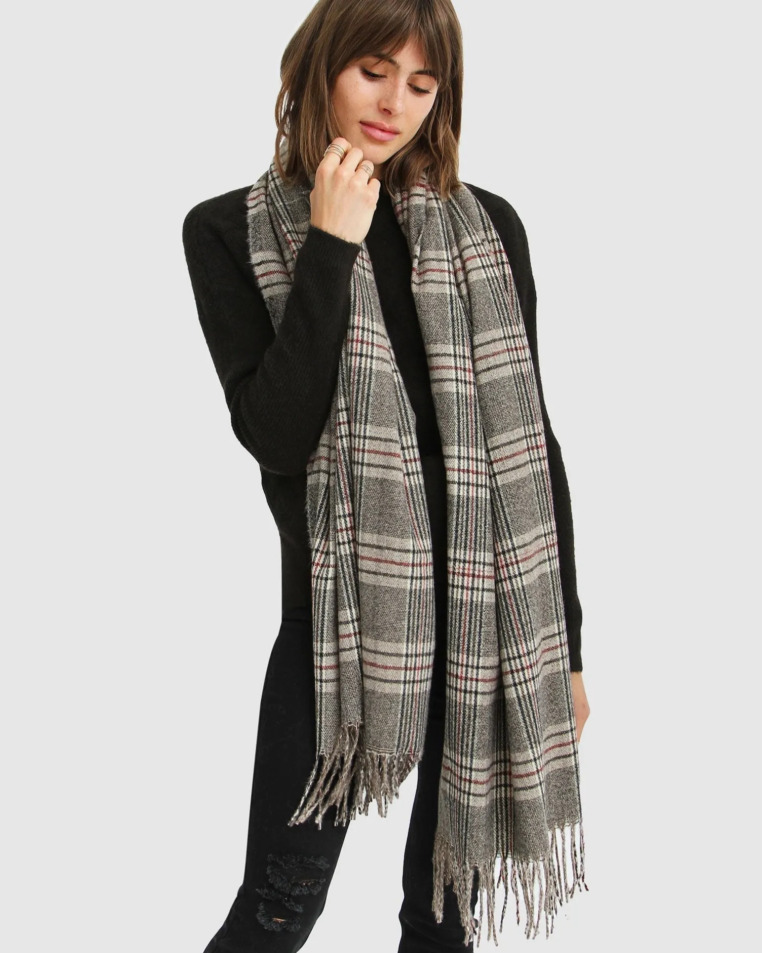 Belle & Bloom Scarves>Aspen Plaid Scarf -