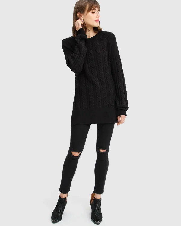 Belle & Bloom Sweaters | Sweaters>At Last Cable Knit Jumper with Slit -