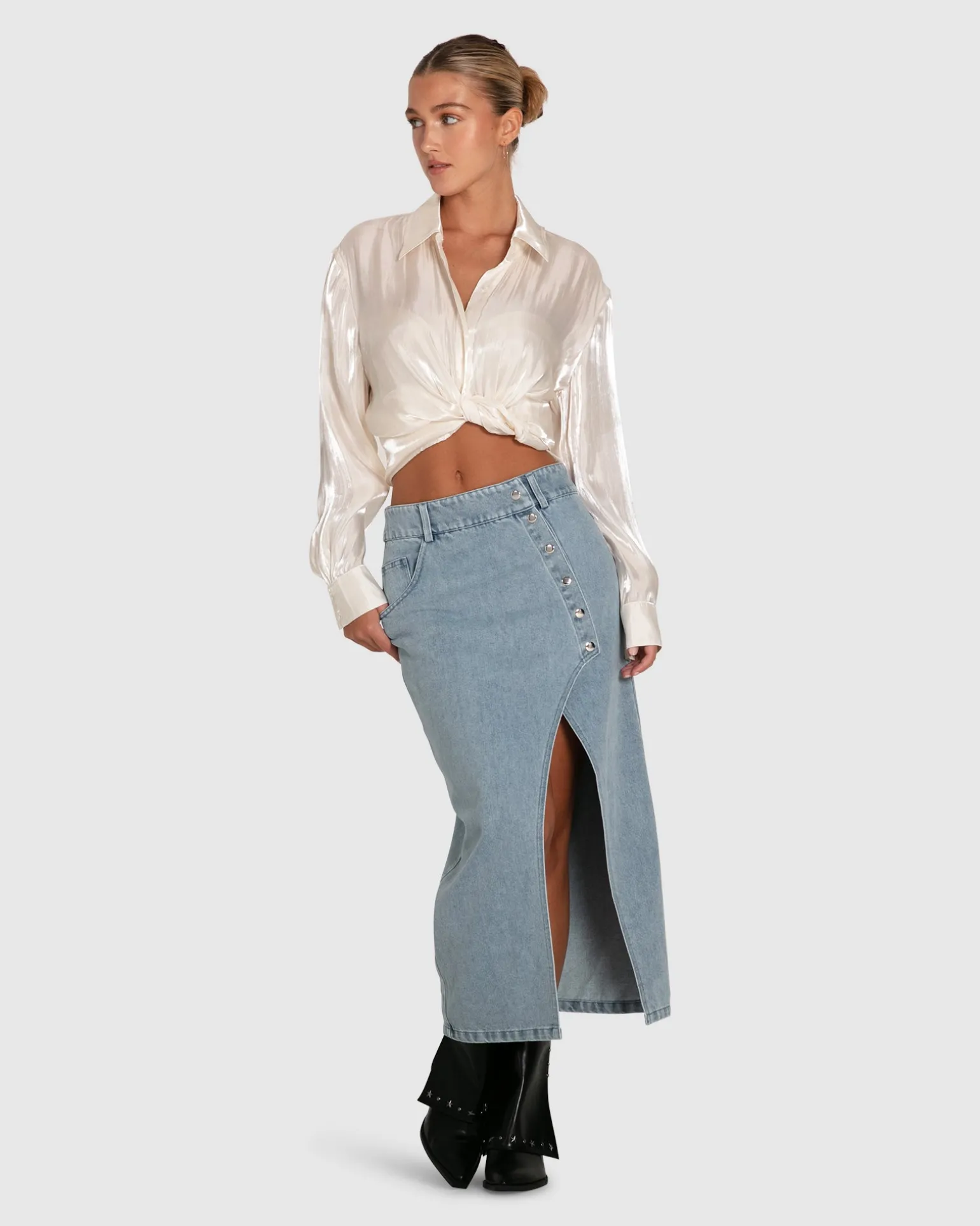 Belle & Bloom Shirts & Blouses>Back To You Irredescent Shirt -