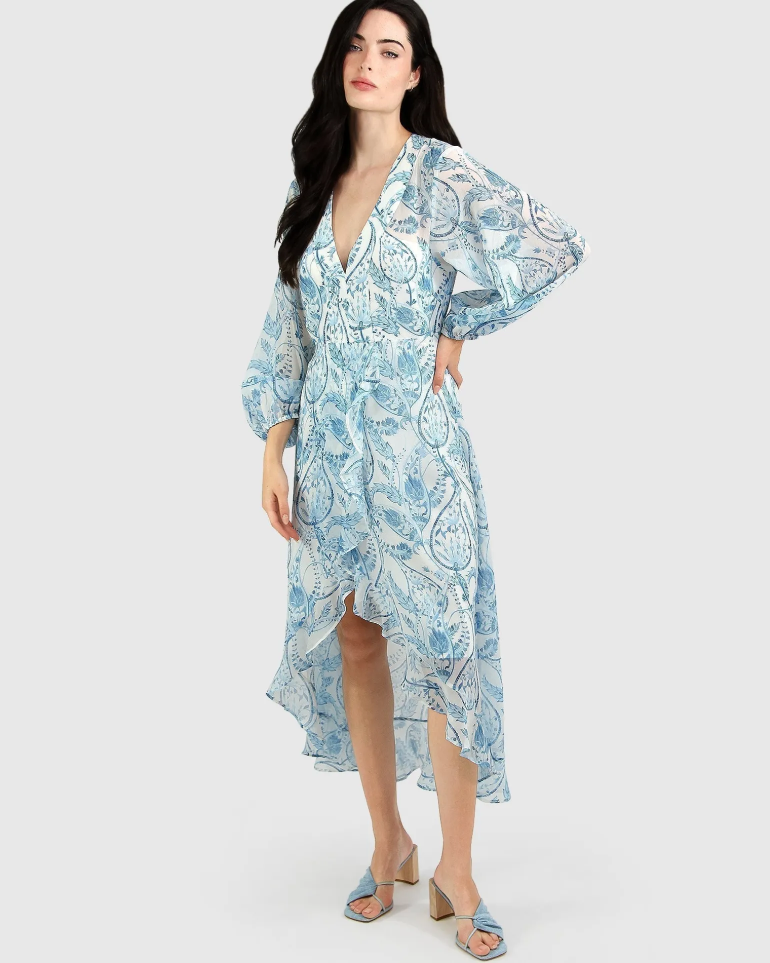 Belle & Bloom Midi Dresses | Midi Dresses>Beautiful Escape Dress - Porcelain Paisley