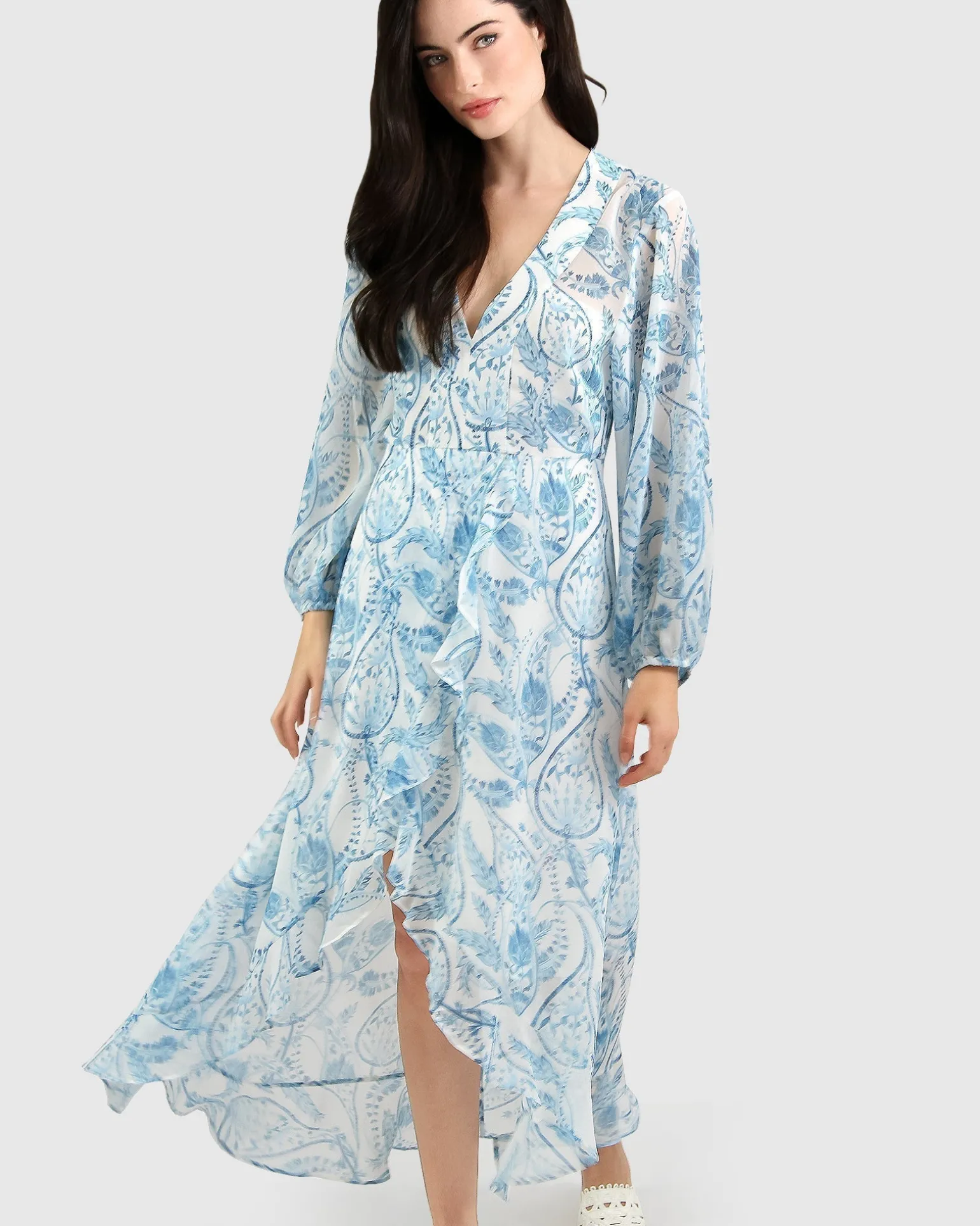 Belle & Bloom Midi Dresses | Midi Dresses>Beautiful Escape Dress - Porcelain Paisley