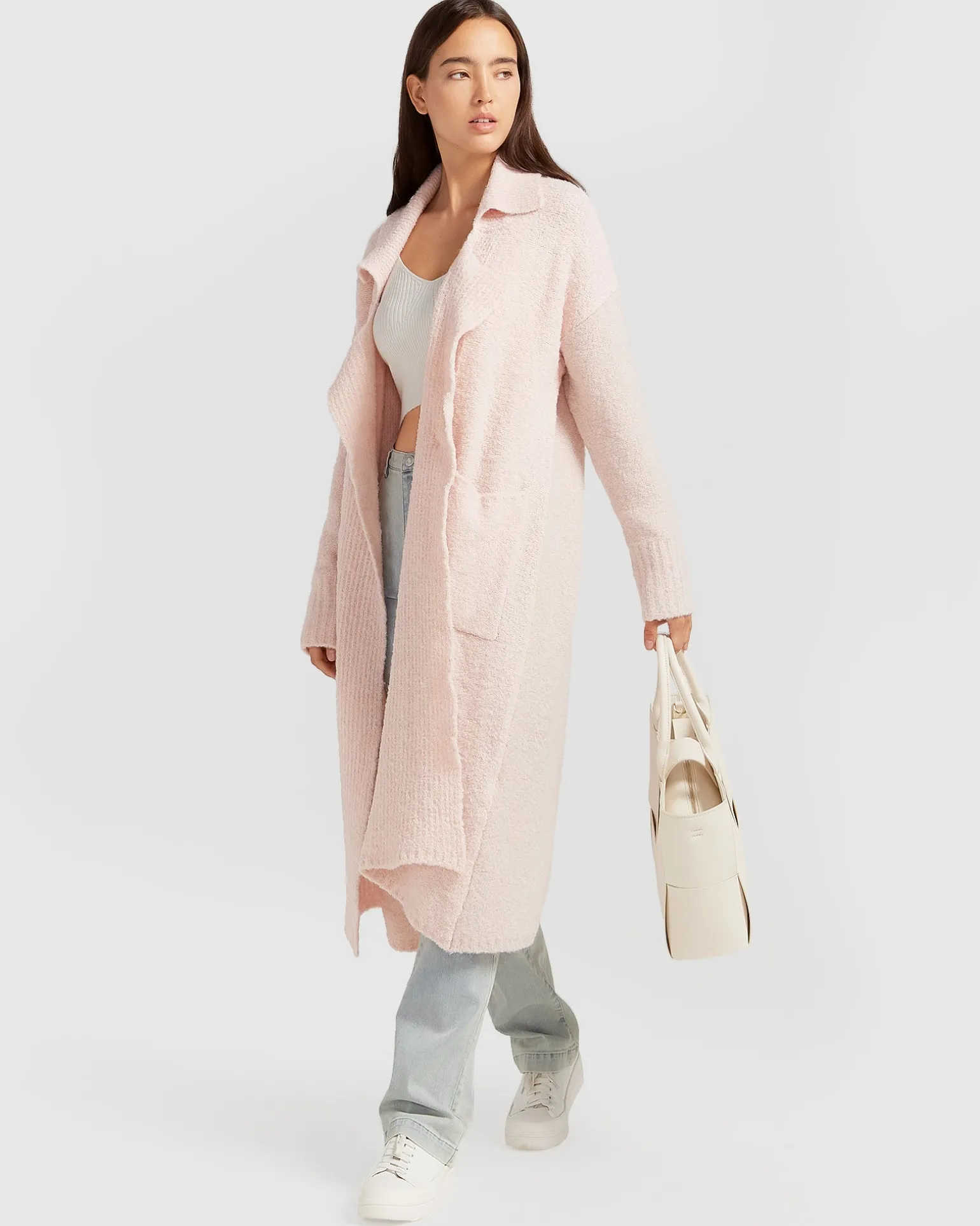 Belle & Bloom Cardigans | Cardigans>Born To Run Sustainable Sweater Coat - Pale Pink