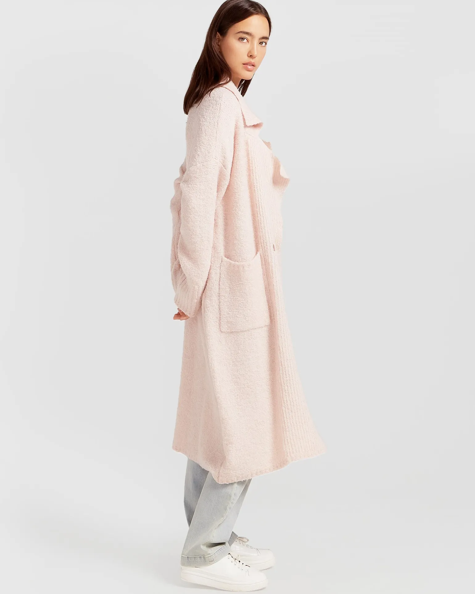 Belle & Bloom Cardigans | Cardigans>Born To Run Sustainable Sweater Coat - Pale Pink