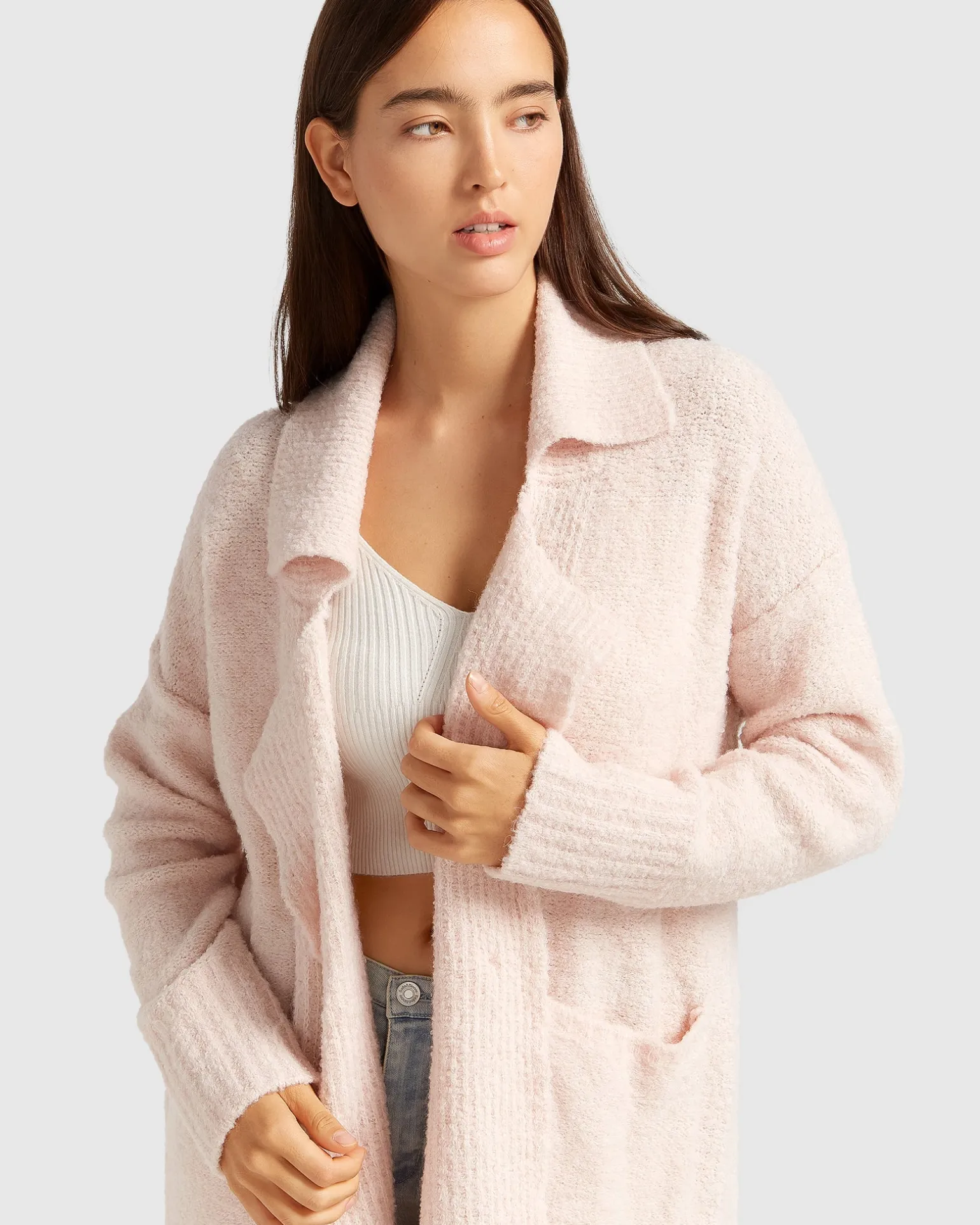 Belle & Bloom Cardigans | Cardigans>Born To Run Sustainable Sweater Coat - Pale Pink