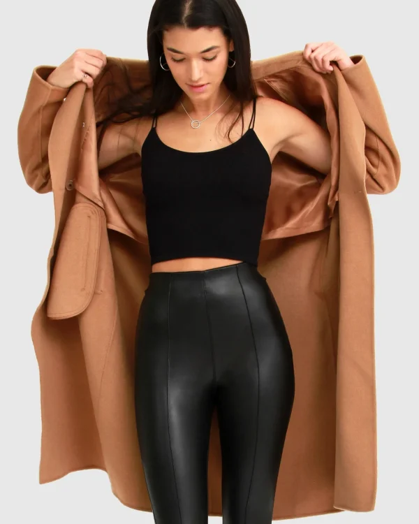 Belle & Bloom Belted Coats | Wool Coats>Boss Girl Double-Breasted Lined Wool Coat - Camel