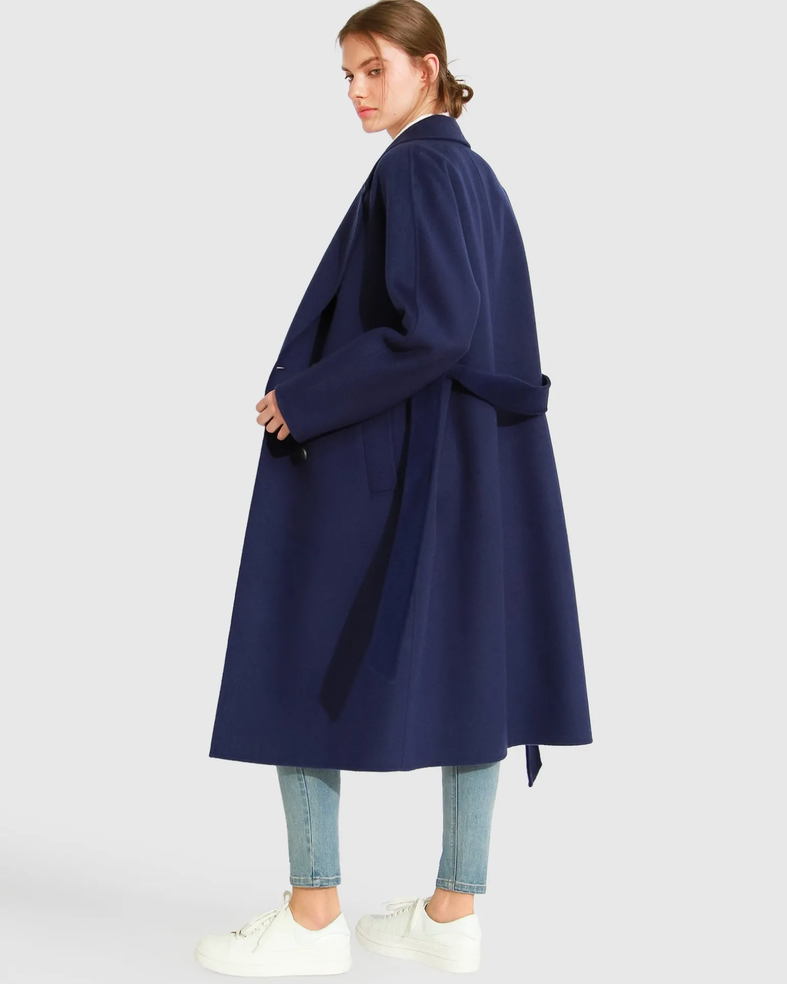 Belle & Bloom Belted Coats | Wool Coats>Boss Girl Double-Breasted Lined Wool Coat - Midnight Blue