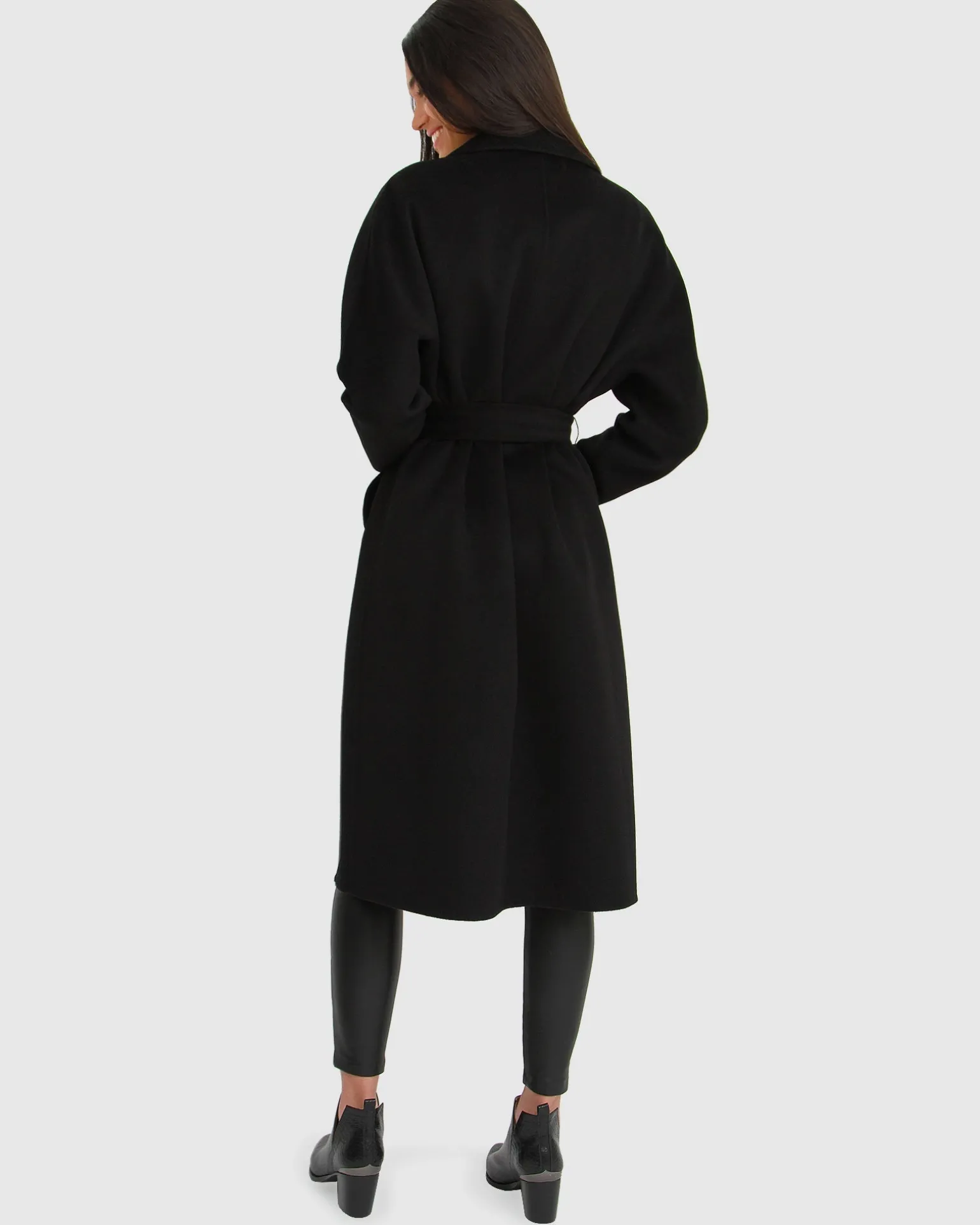 Belle & Bloom Belted Coats | Wool Coats>Boss Girl Double-Breasted Lined Wool Coat - Black