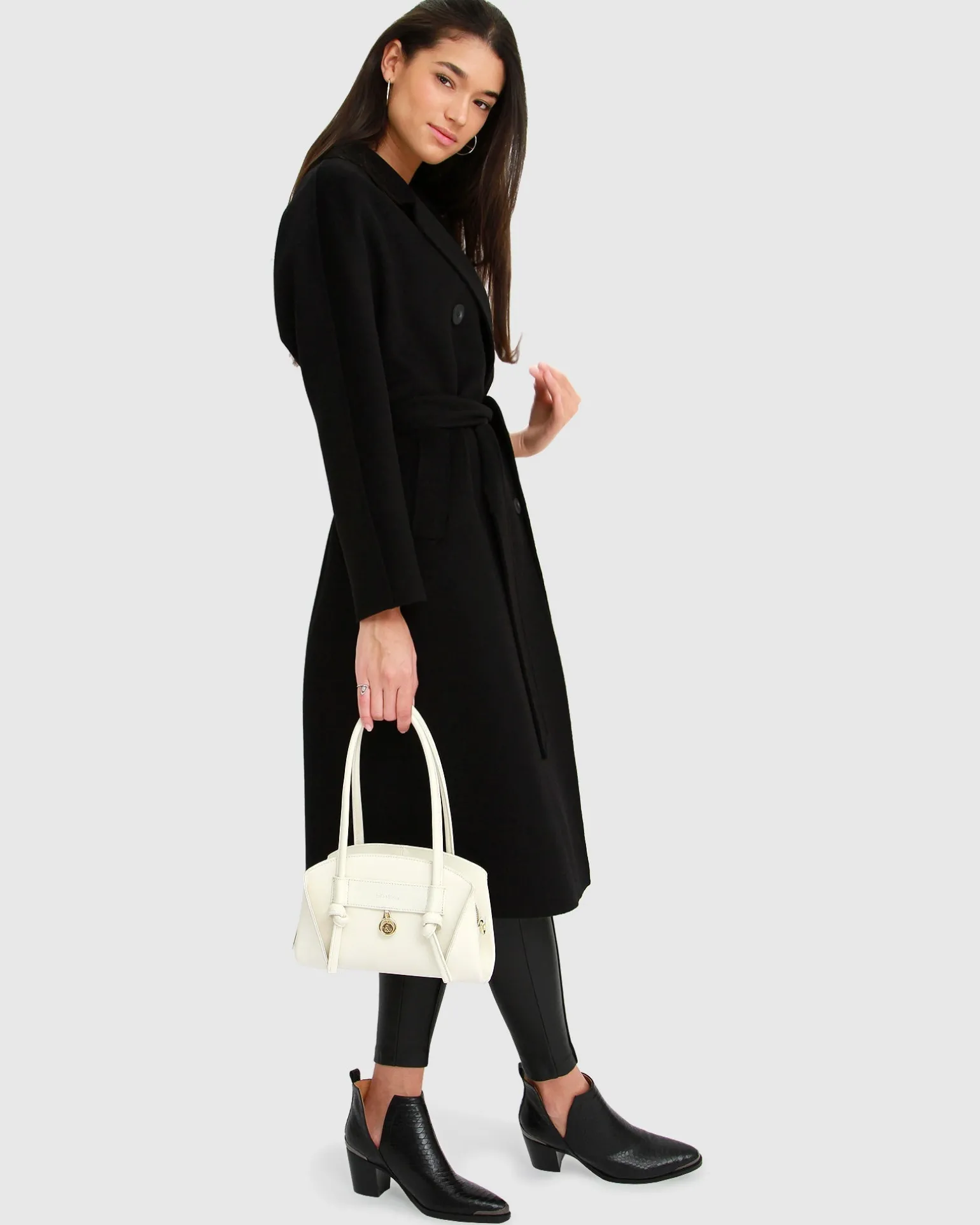 Belle & Bloom Belted Coats | Wool Coats>Boss Girl Double-Breasted Lined Wool Coat - Black