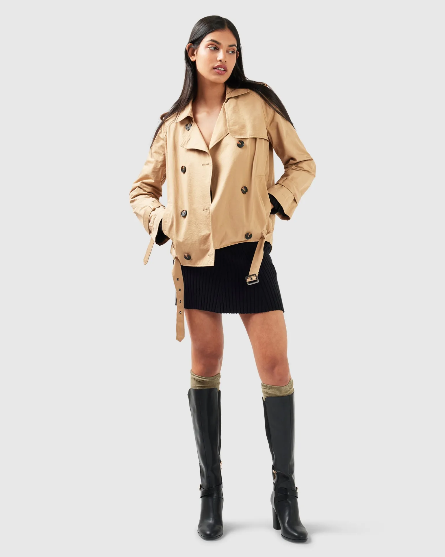 Belle & Bloom Trench Coats | Trench Coats>Cool Nights Cropped Trench Coat -
