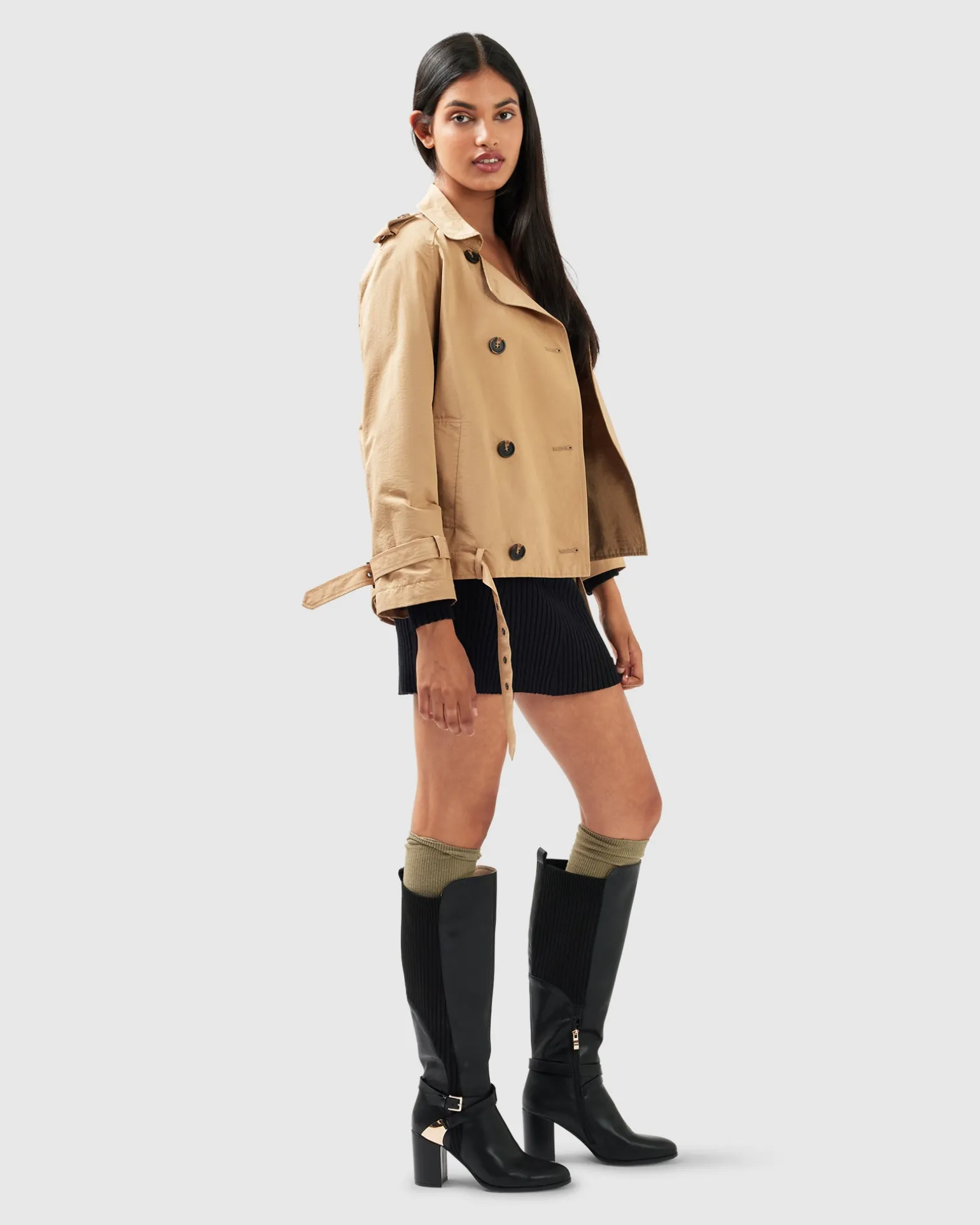 Belle & Bloom Trench Coats | Trench Coats>Cool Nights Cropped Trench Coat -