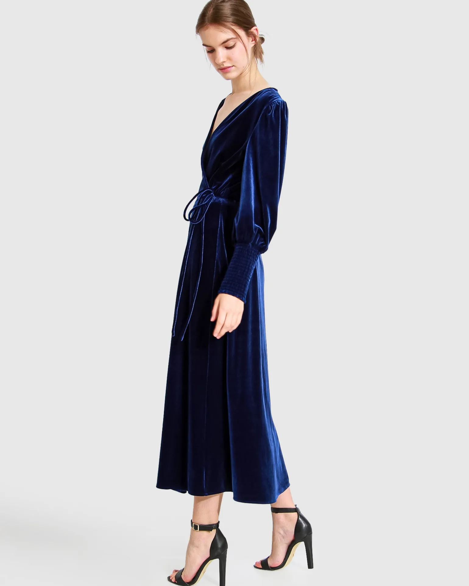 Belle & Bloom Maxi Dresses | Maxi Dresses>Current Mood Velvet Wrap Dress - Royal Blue