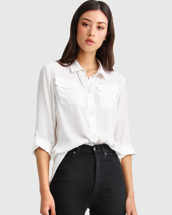 Belle & Bloom Shirts & Blouses>Eclipse Rolled Sleeve Blouse -