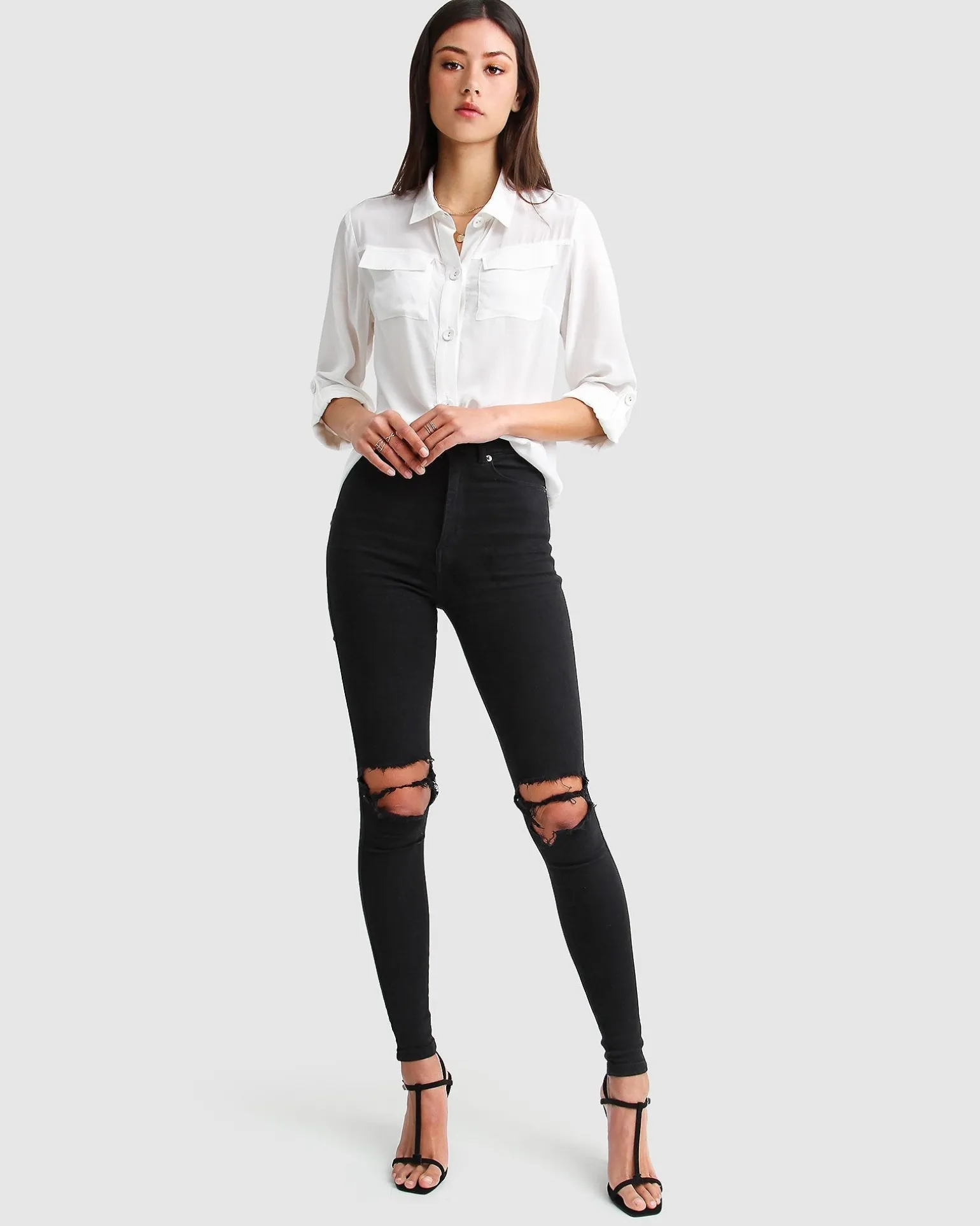 Belle & Bloom Shirts & Blouses>Eclipse Rolled Sleeve Blouse -