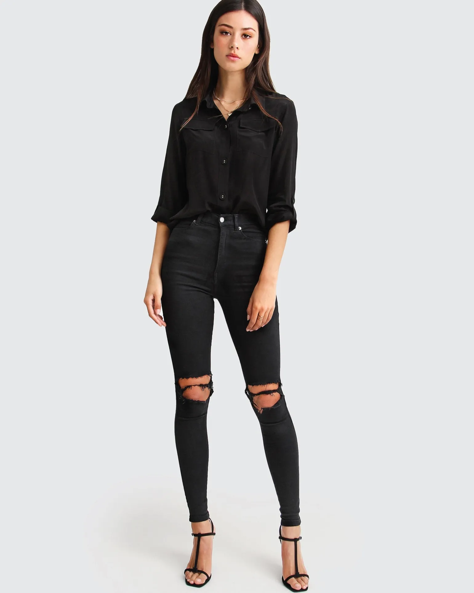 Belle & Bloom Shirts & Blouses>Eclipse Rolled Sleeve Blouse -