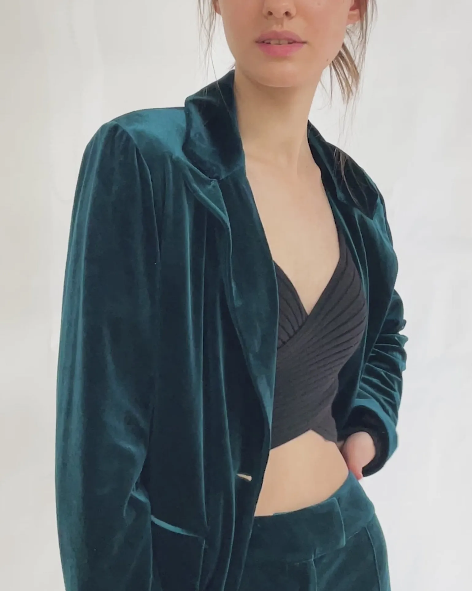 Belle & Bloom Blazers | Suits & Blazers>Eternity Velvet Blazer - Dark Teal