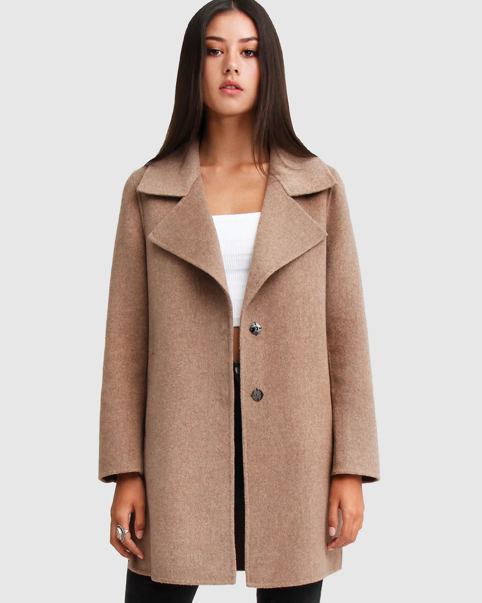 Belle & Bloom Wool Coats | Wool Coats>Ex-Boyfriend Wool Blend Oversized Jacket - Oat