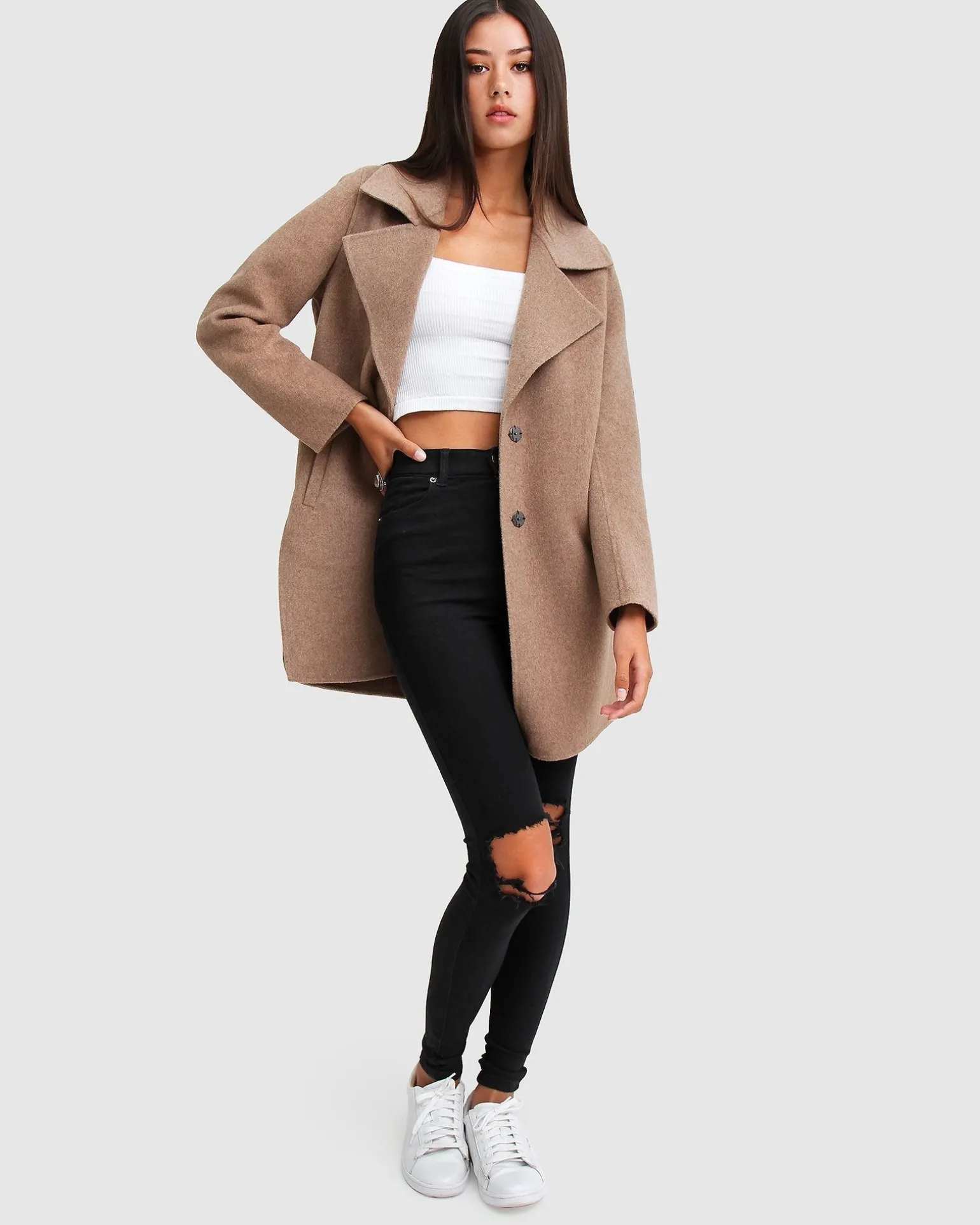 Belle & Bloom Wool Coats | Wool Coats>Ex-Boyfriend Wool Blend Oversized Jacket - Oat