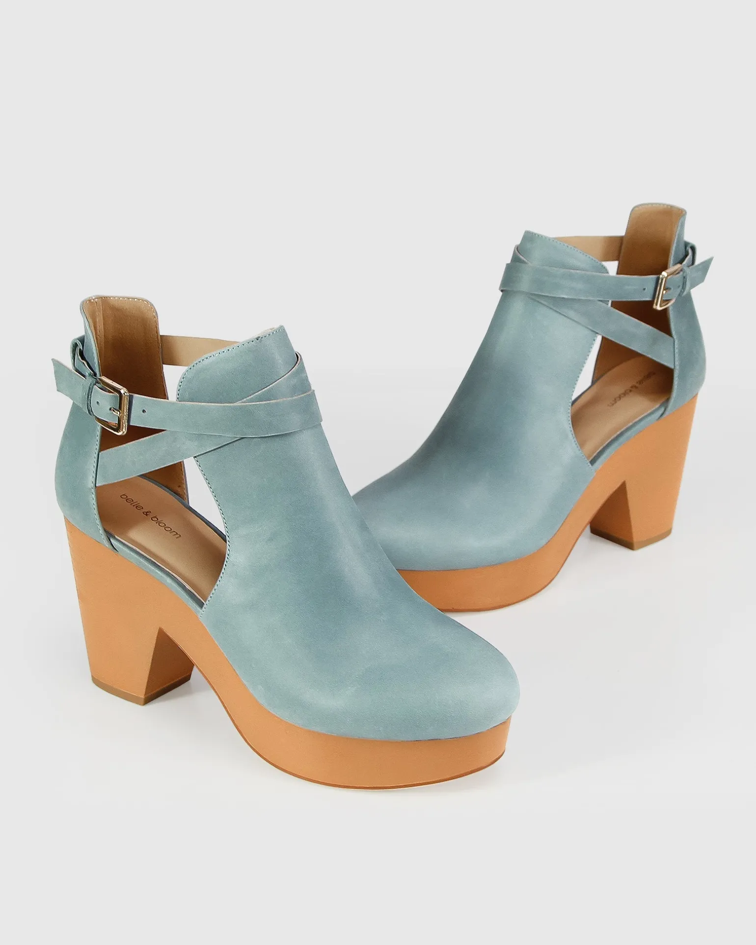 Belle & Bloom Boots | Heels>Fearless Clog Ankle Boot - Stonewash Blue