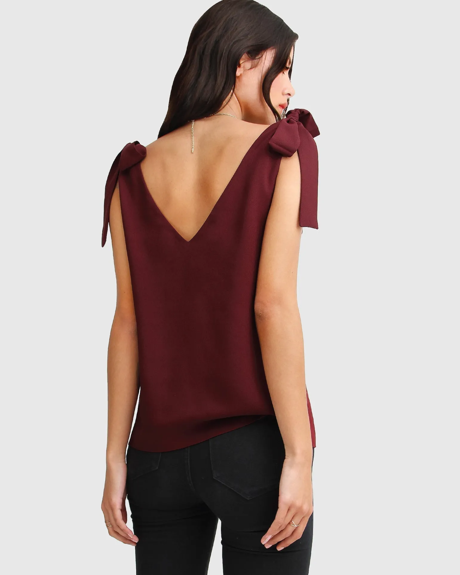 Belle & Bloom Shirts & Blouses>Feel For You V-Neck Top - Burgundy