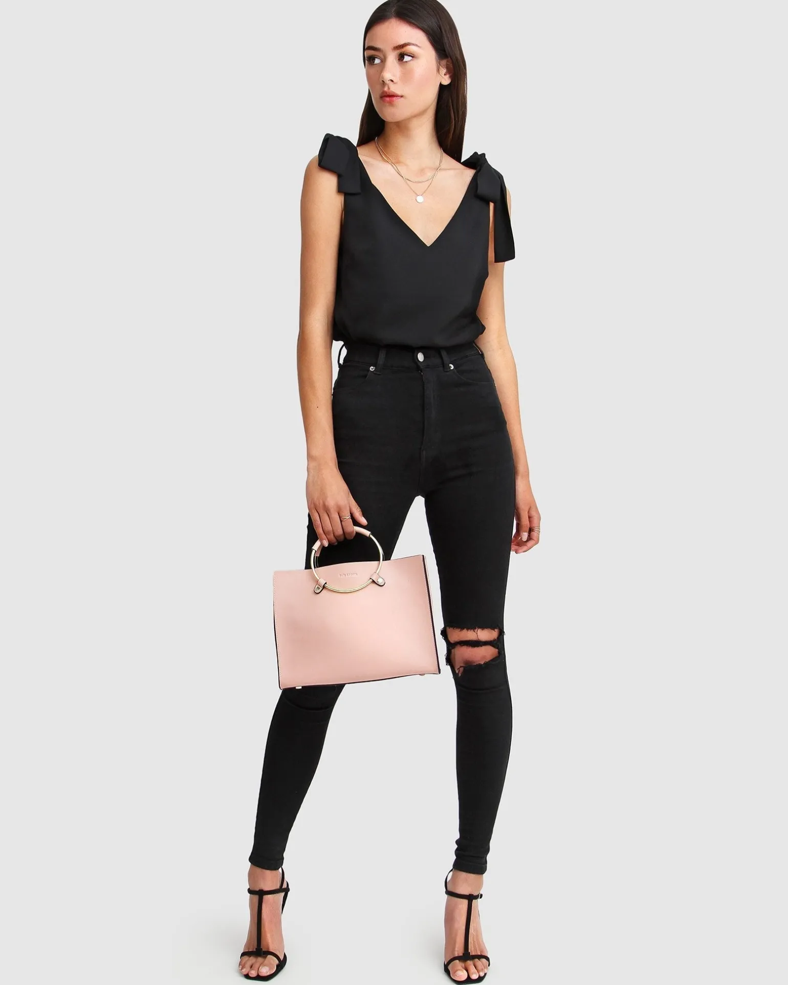 Belle & Bloom Shirts & Blouses>Feel For You V-Neck Top - Black