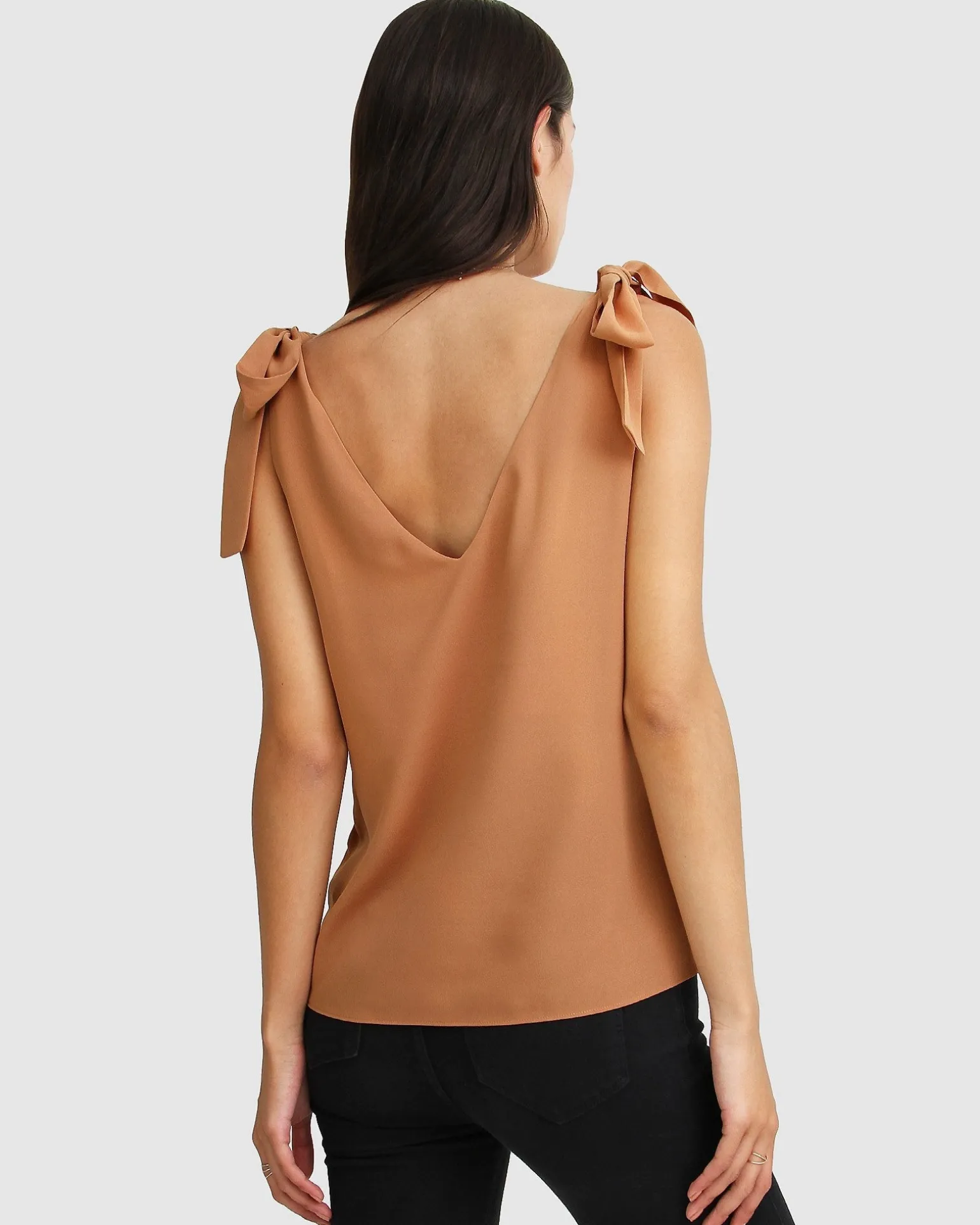 Belle & Bloom Shirts & Blouses>Feel For You V-Neck Top - Camel