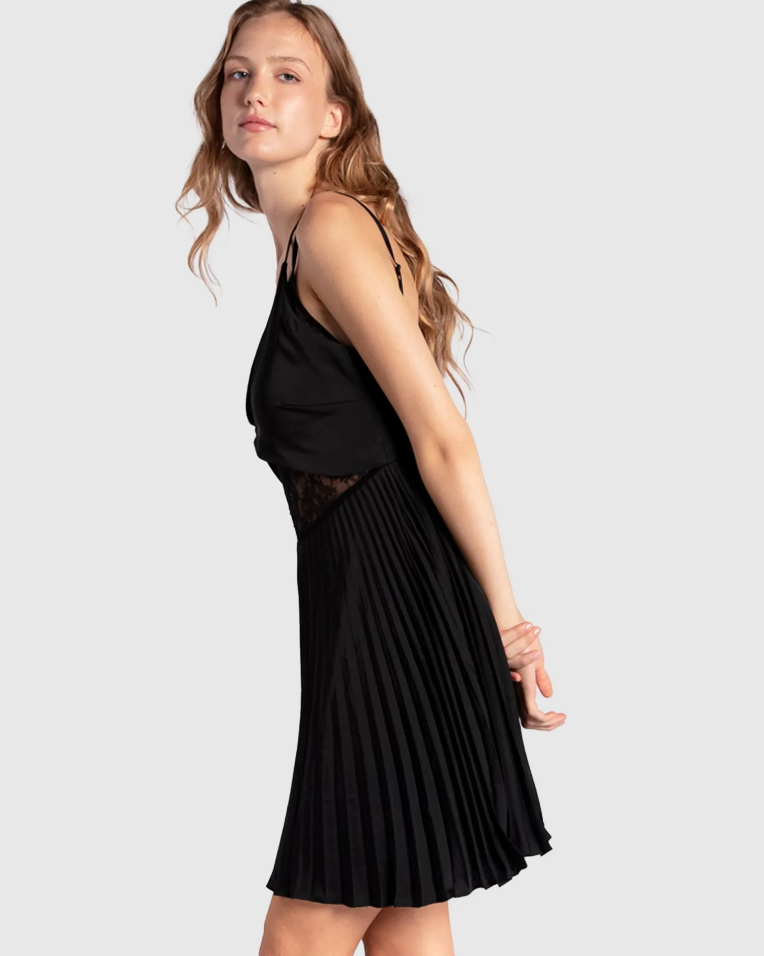 Belle & Bloom Mini Dresses | Mini Dresses>Feel It Still Lace Trim Mini Dress -