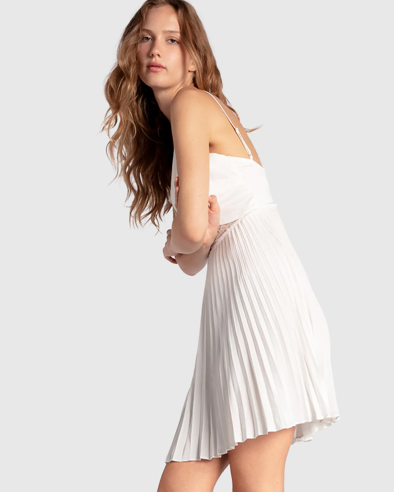 Belle & Bloom Mini Dresses | Mini Dresses>Feel It Still Lace Trim Mini Dress -