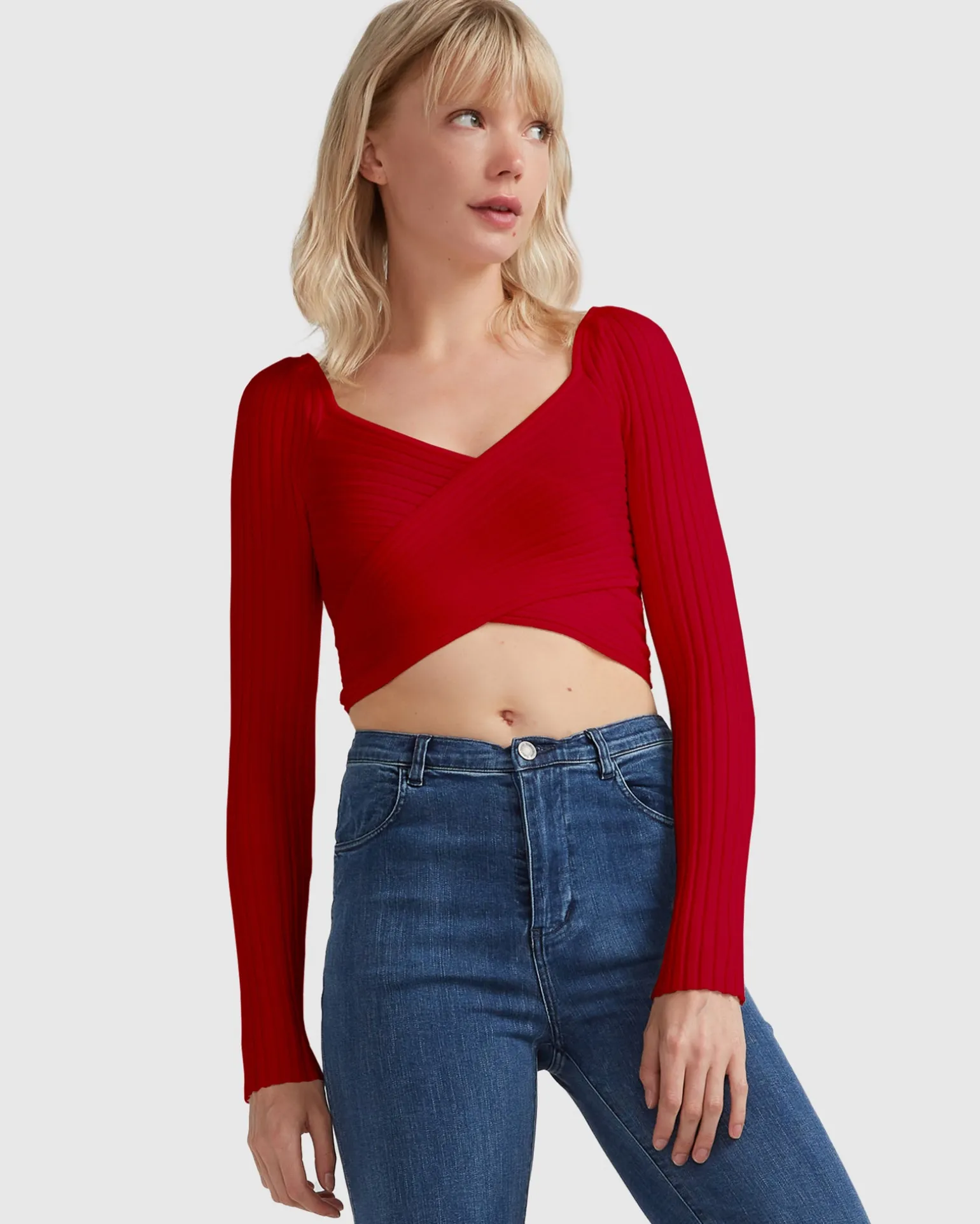 Belle & Bloom Tops>Forget Me Not Knit Crop -