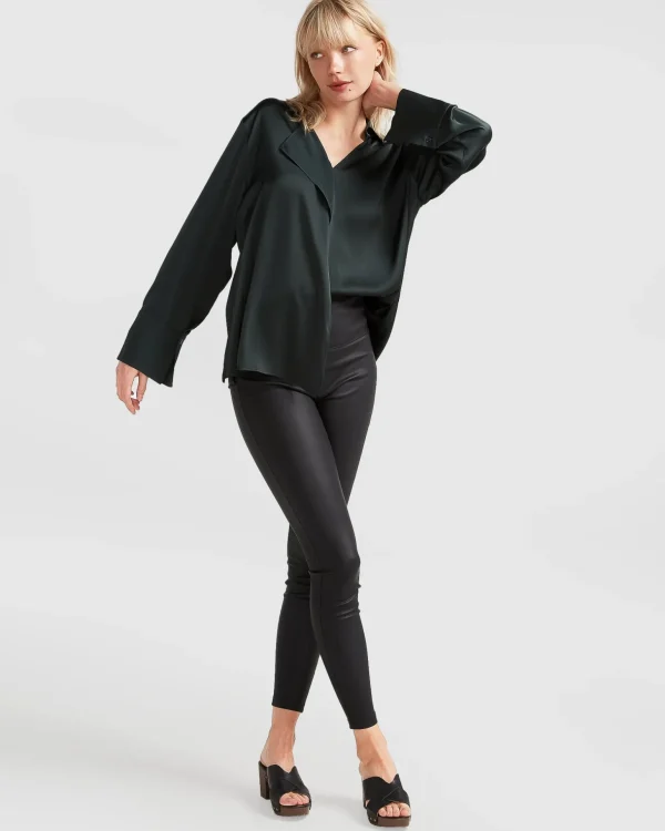 Belle & Bloom Shirts & Blouses>Gemini Waterfall Shirt - Dark Green