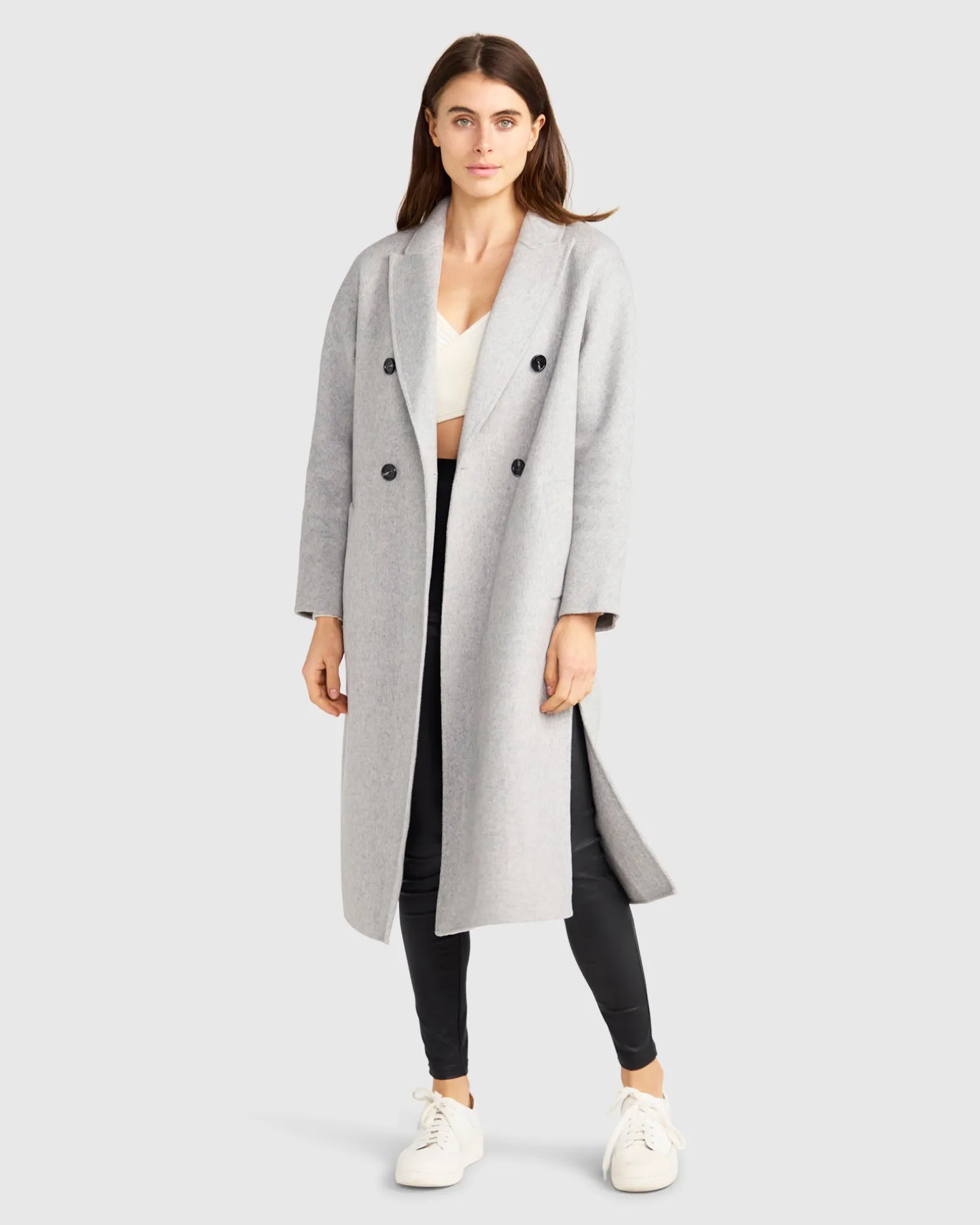 Belle & Bloom Wool Coats | Wool Coats>Guestlist Oversized Double Breasted Coat - Grey Marle