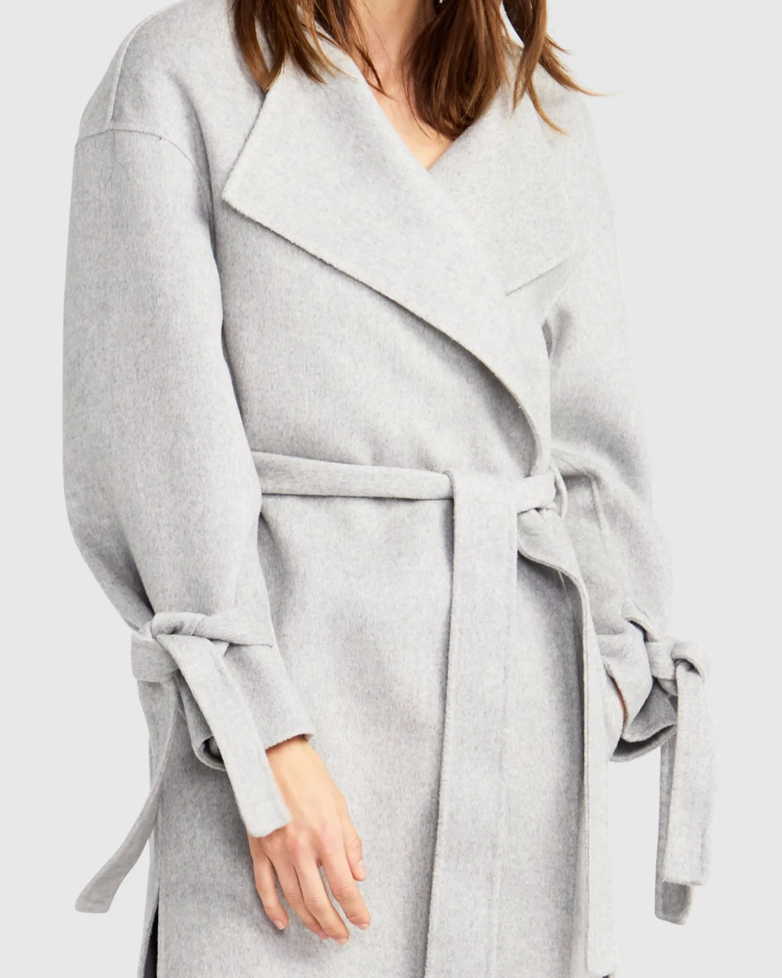 Belle & Bloom Wool Coats | Wool Coats>Head Over Heels Collarless Robe Coat - Grey Marle
