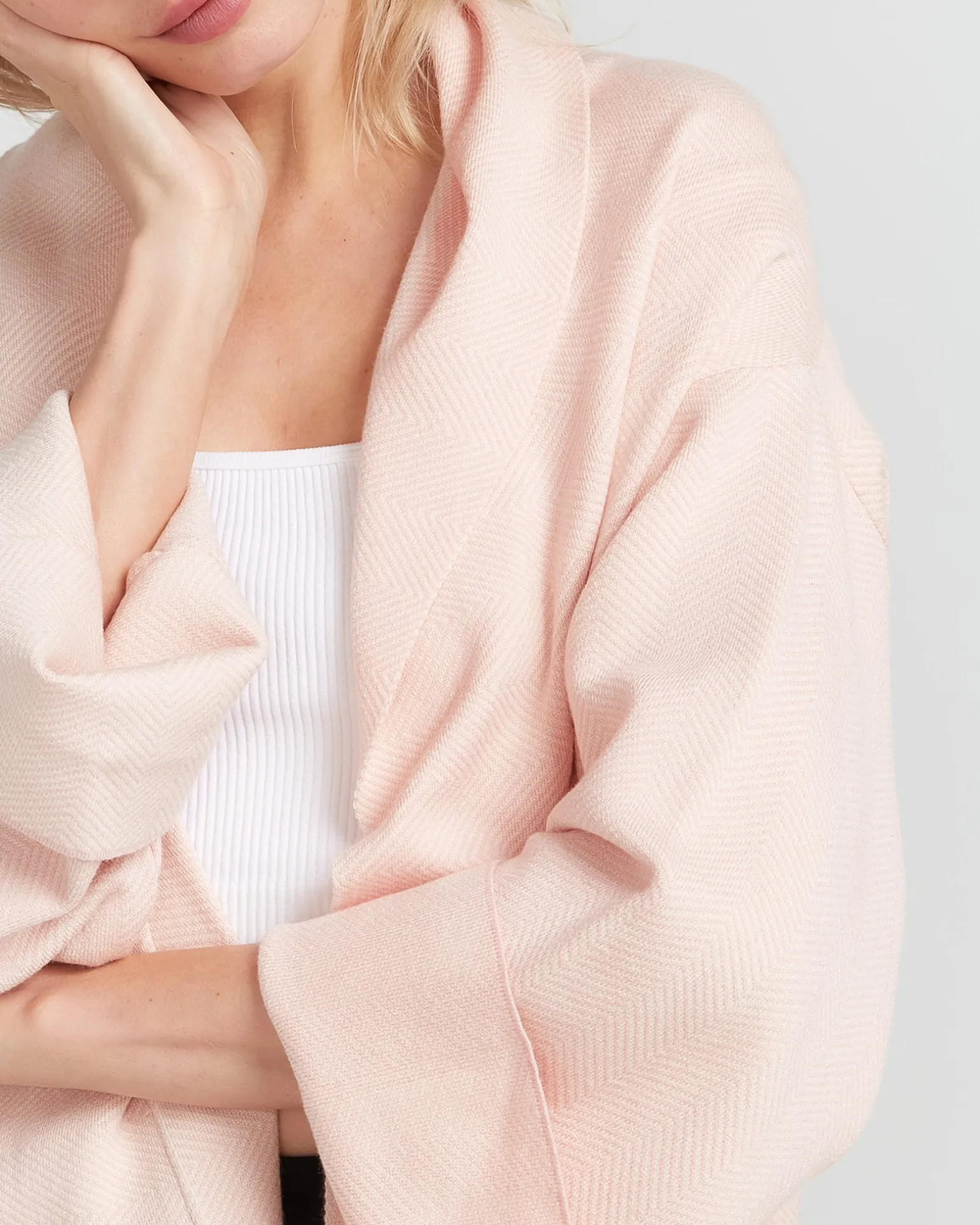 Belle & Bloom Cardigans | Cardigans>Hold The Line Coatigan - Pale Pink