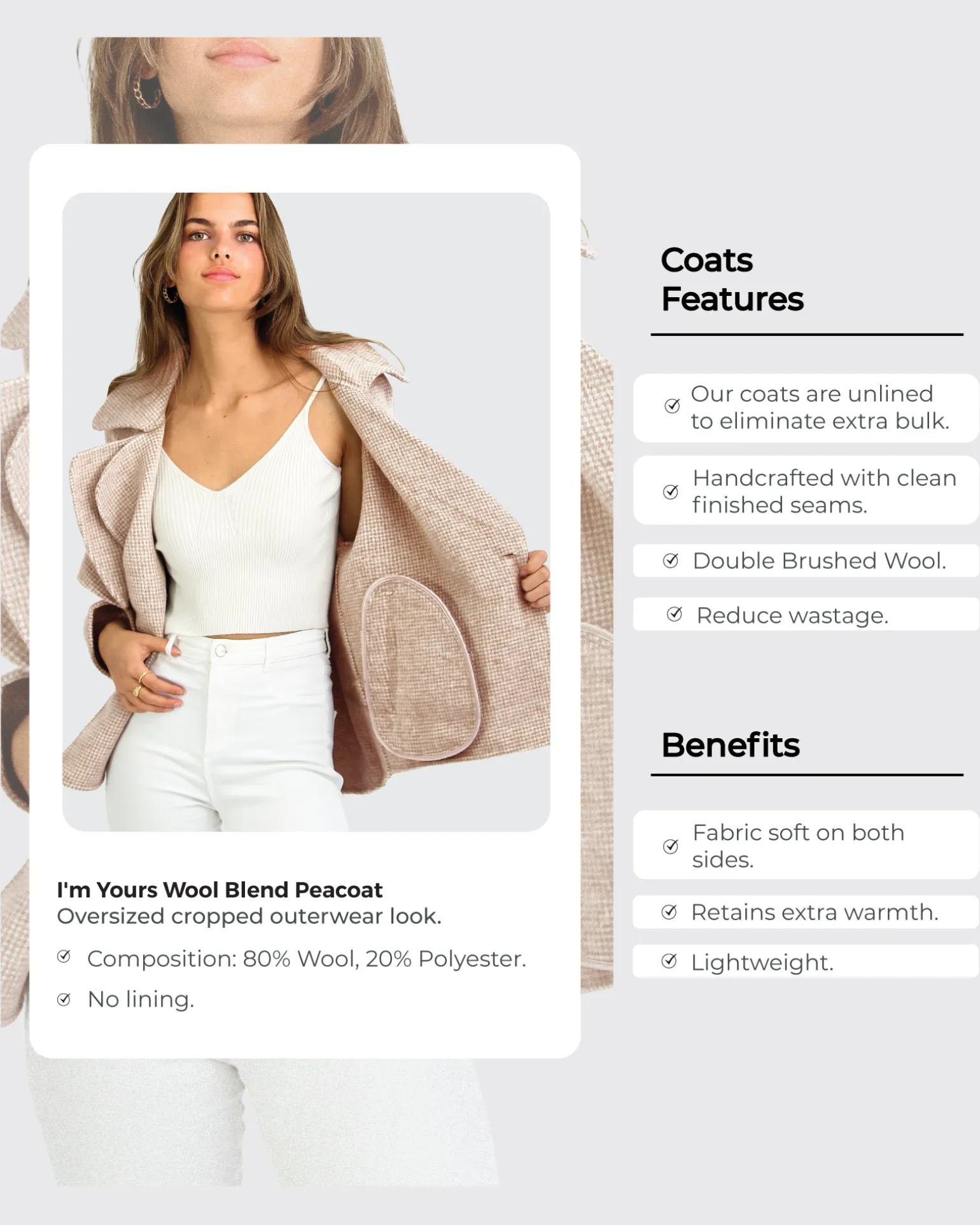 Belle & Bloom Wool Coats | Wool Coats>I'm Yours Wool Blend Peacoat -
