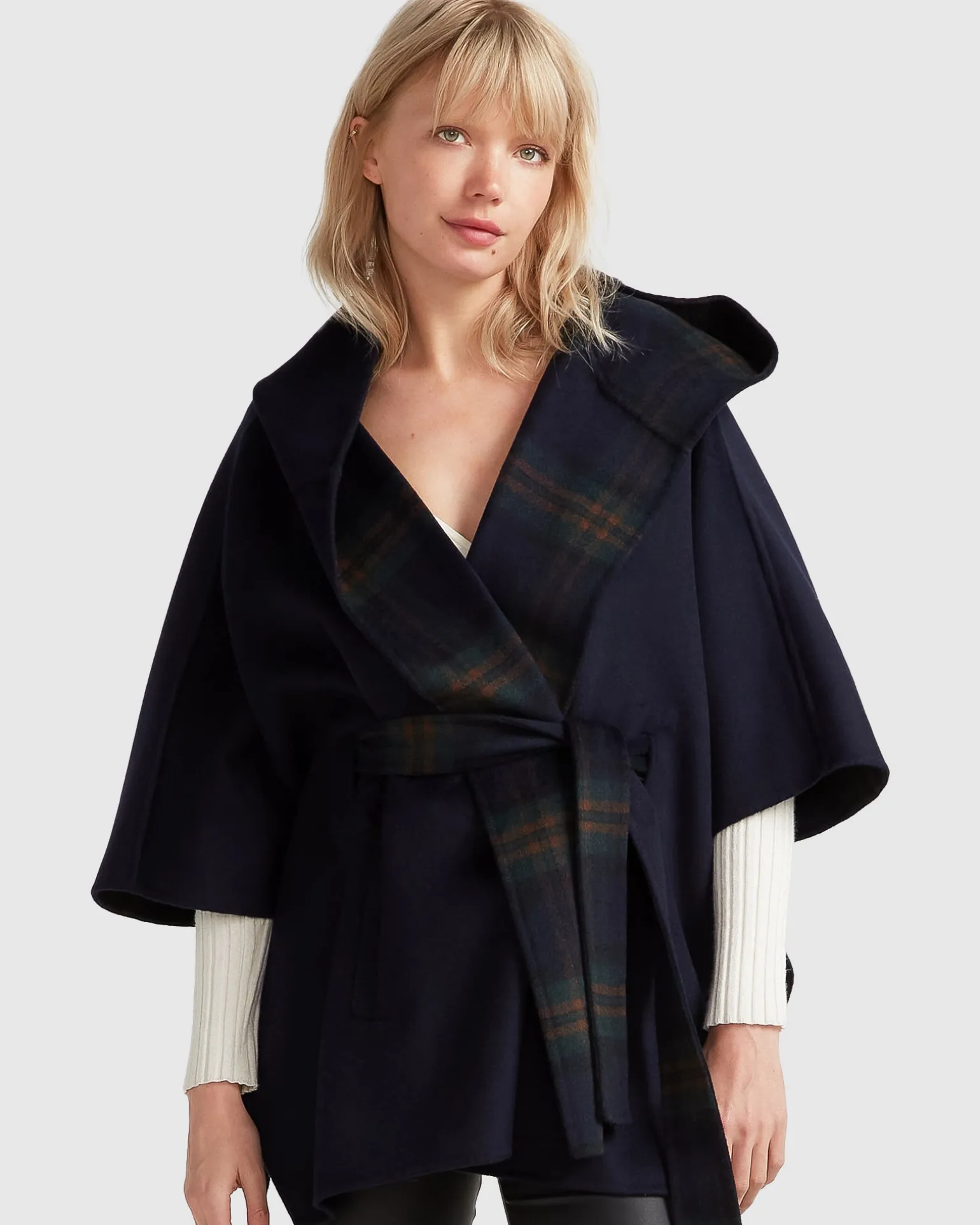 Belle & Bloom Belted Coats | Wool Coats>Jackson Landing Wool Blend Cape Coat - French Navy