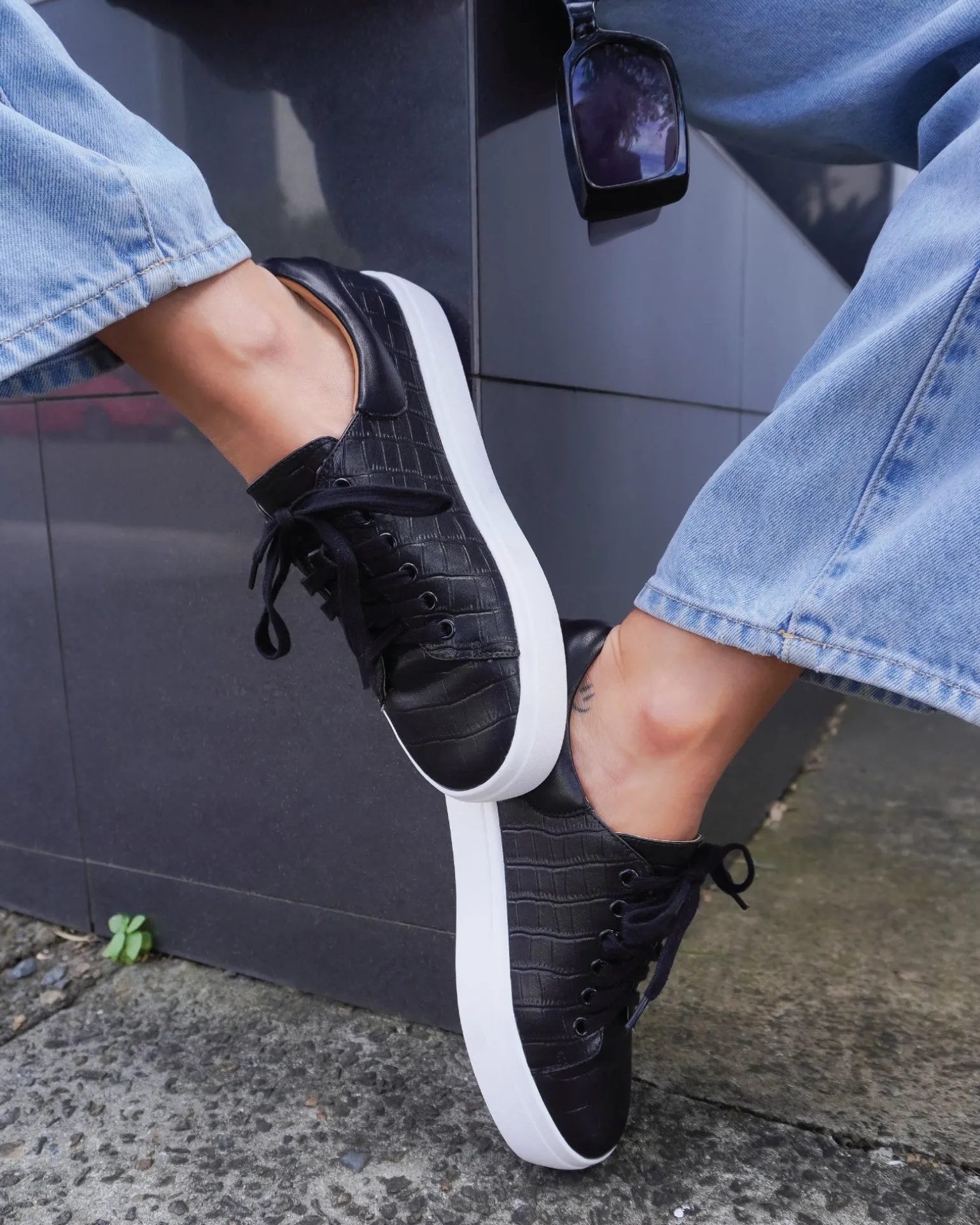 Belle & Bloom Flats>Just A Dream Croc Leather Sneaker -