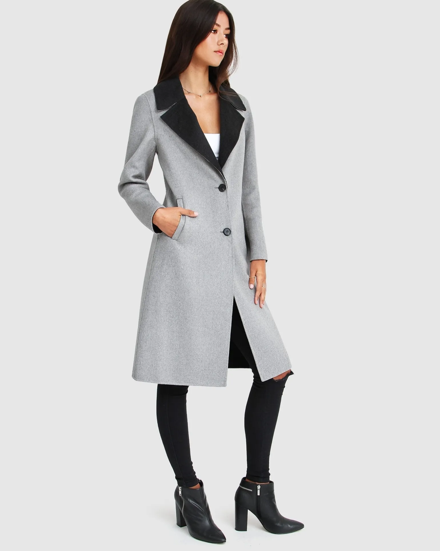 Belle & Bloom Wool Coats | Wool Coats>Lexington Two-Tone Wool Blend Coat - Grey