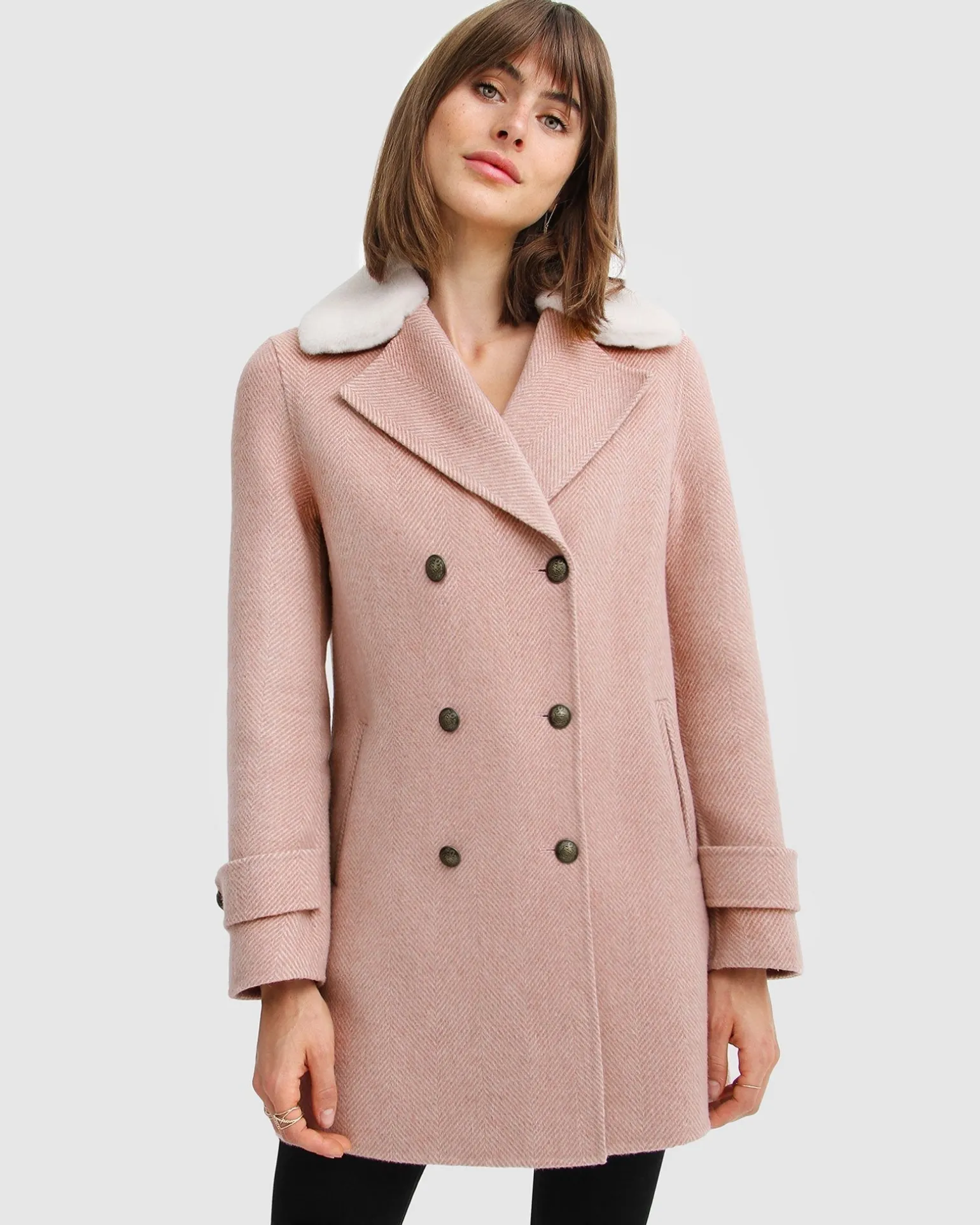 Belle & Bloom Wool Coats | Wool Coats>Liberty Sherpa Collar Wool Blend Coat -