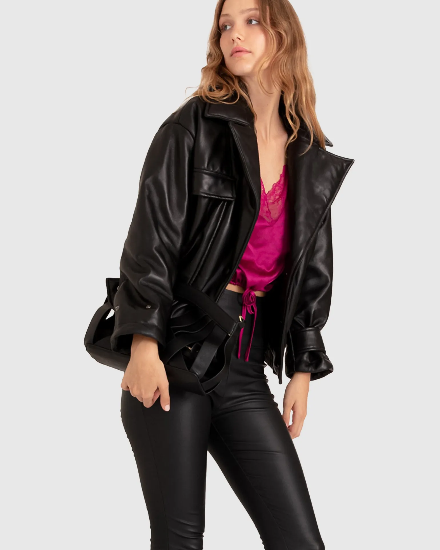 Belle & Bloom Premium Coats | Leather Jackets>Love Drunk Leather Bomber -