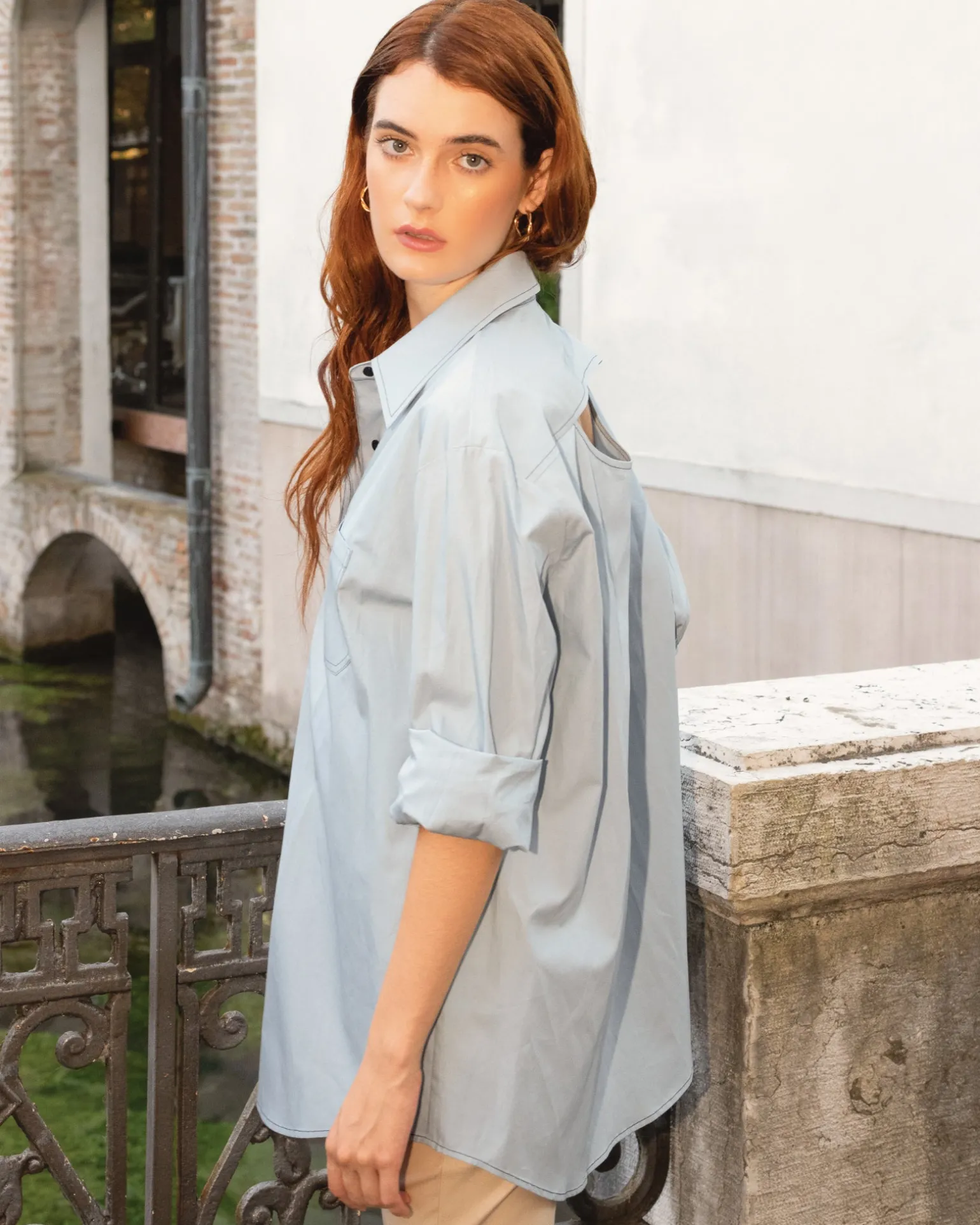 Belle & Bloom Shirts & Blouses>My Girl Oversized Shirt - Duck Egg Blue