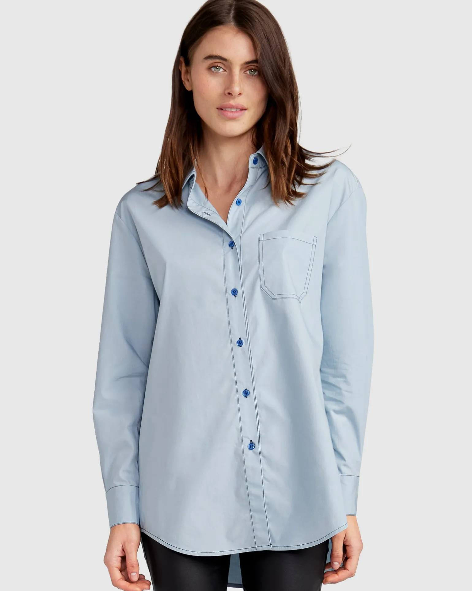Belle & Bloom Shirts & Blouses>My Girl Oversized Shirt - Duck Egg Blue