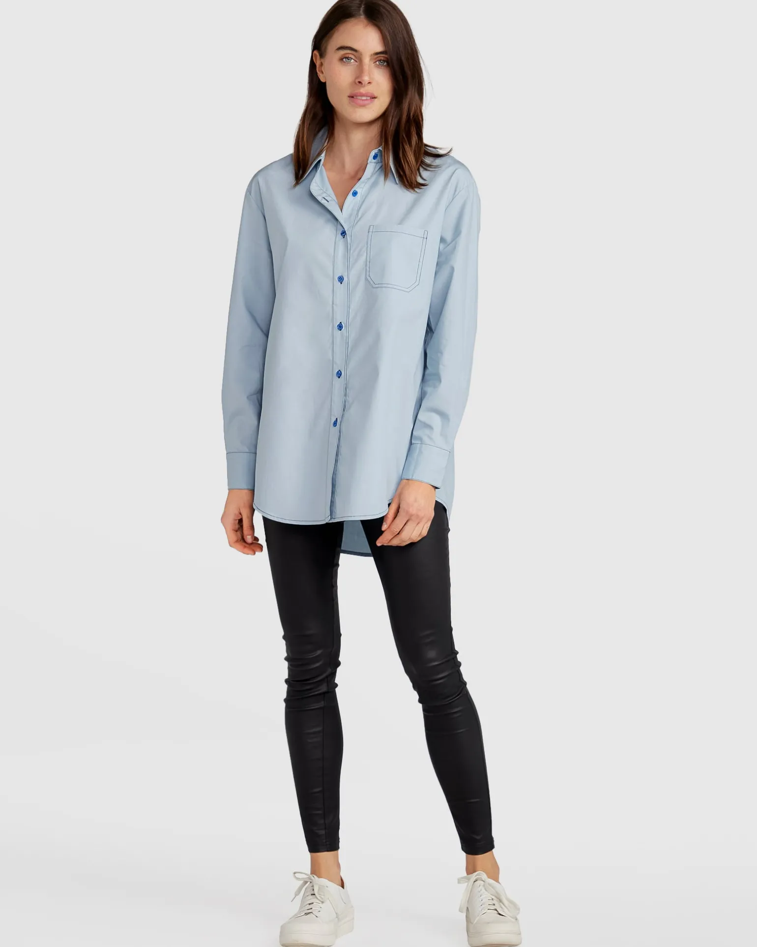 Belle & Bloom Shirts & Blouses>My Girl Oversized Shirt - Duck Egg Blue