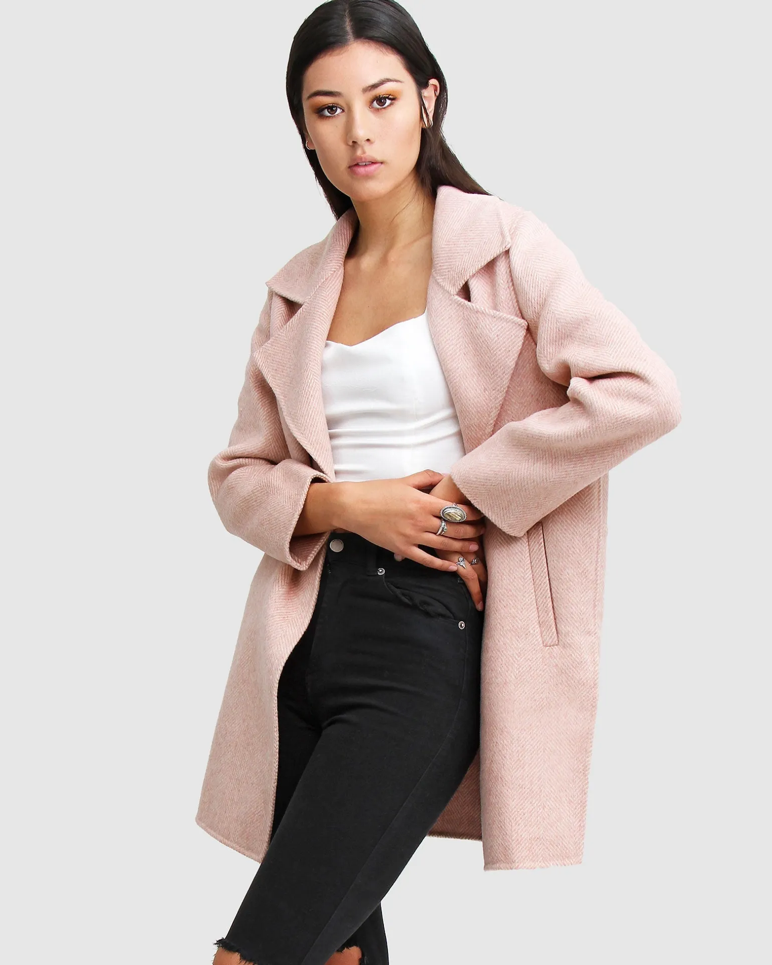 Belle & Bloom Wool Coats | Wool Coats>NEW FIT Ex-Boyfriend Wool Blend Oversized Jacket - Blush