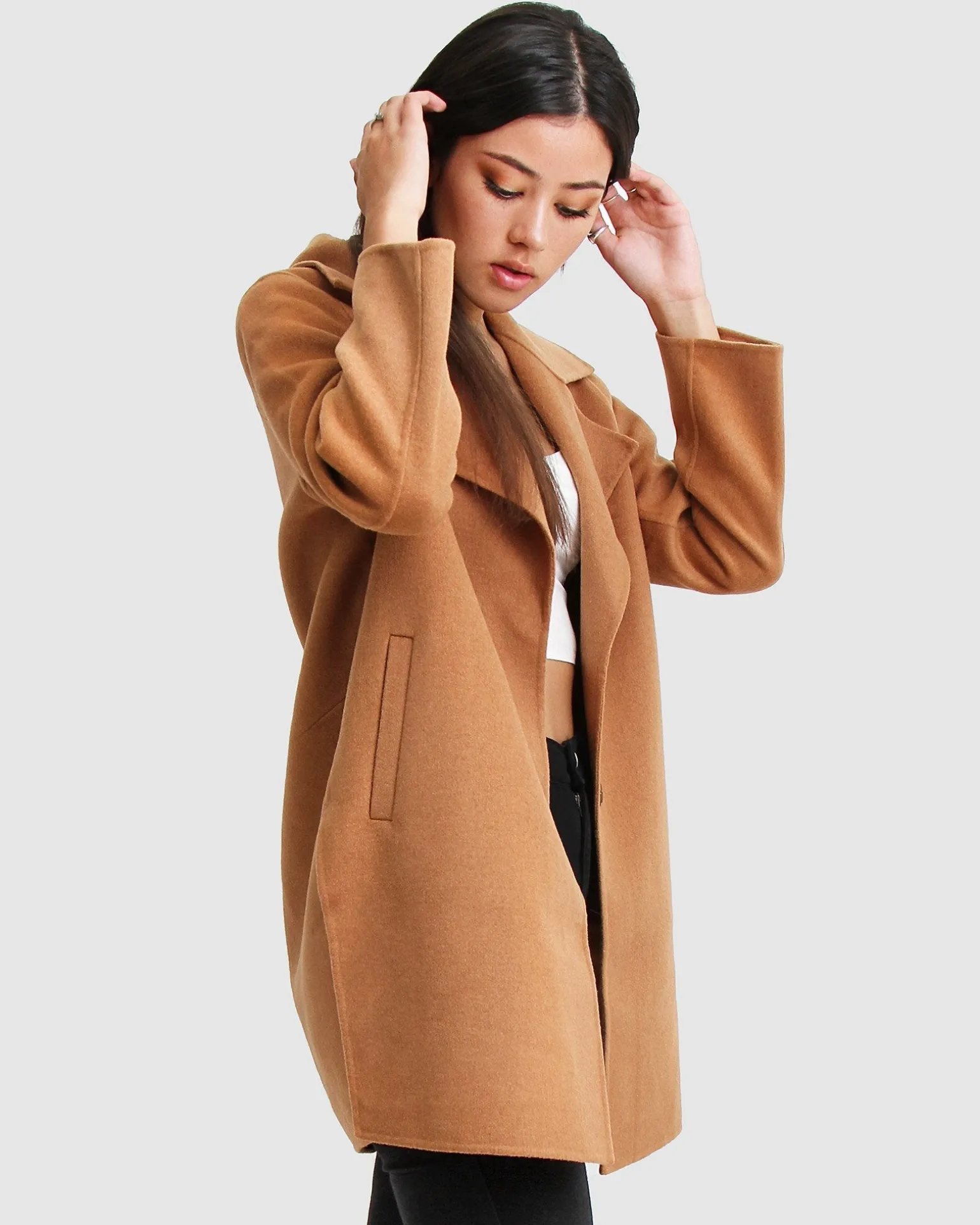 Belle & Bloom Wool Coats | Wool Coats>NEW FIT Ex-Boyfriend Wool Blend Oversized Jacket - Camel