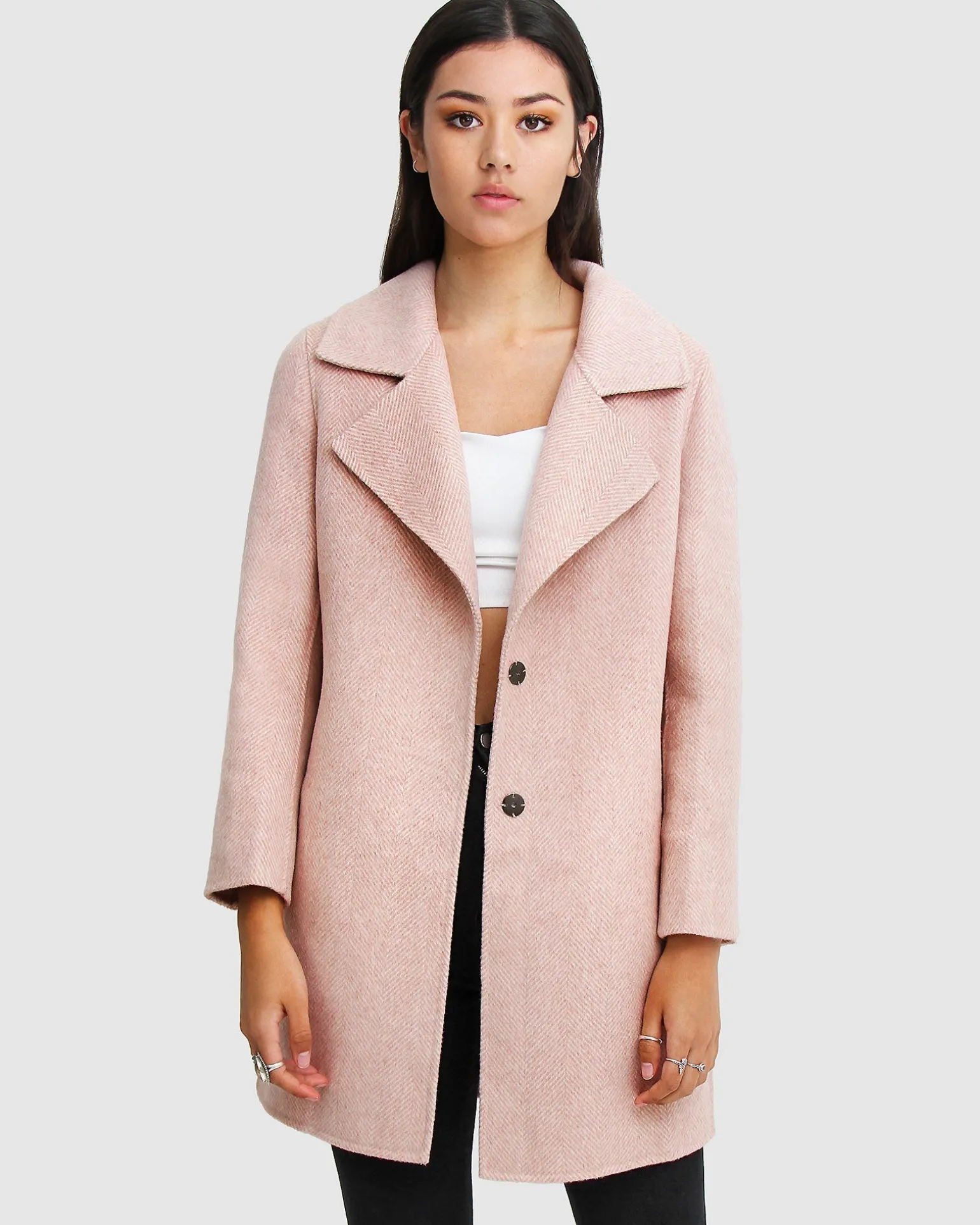 Belle & Bloom Wool Coats | Wool Coats>NEW FIT Ex-Boyfriend Wool Blend Oversized Jacket - Blush