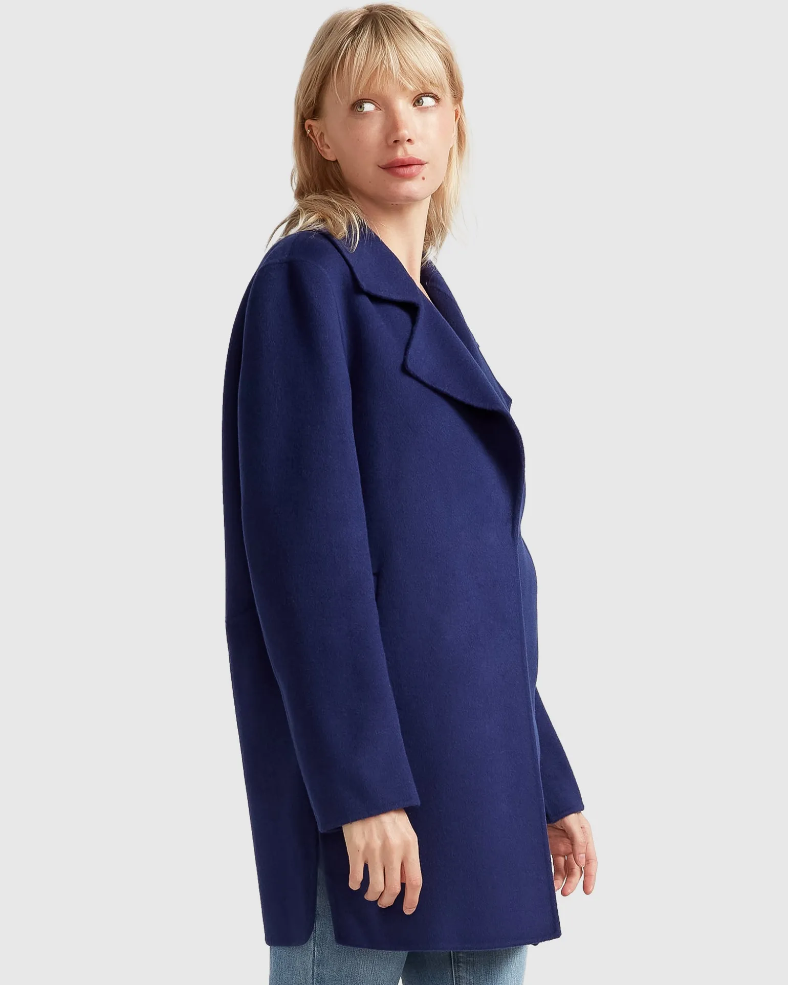 Belle & Bloom Wool Coats | Wool Coats>NEW FIT Ex-Boyfriend Wool Blend Oversized Jacket - Midnight Blue