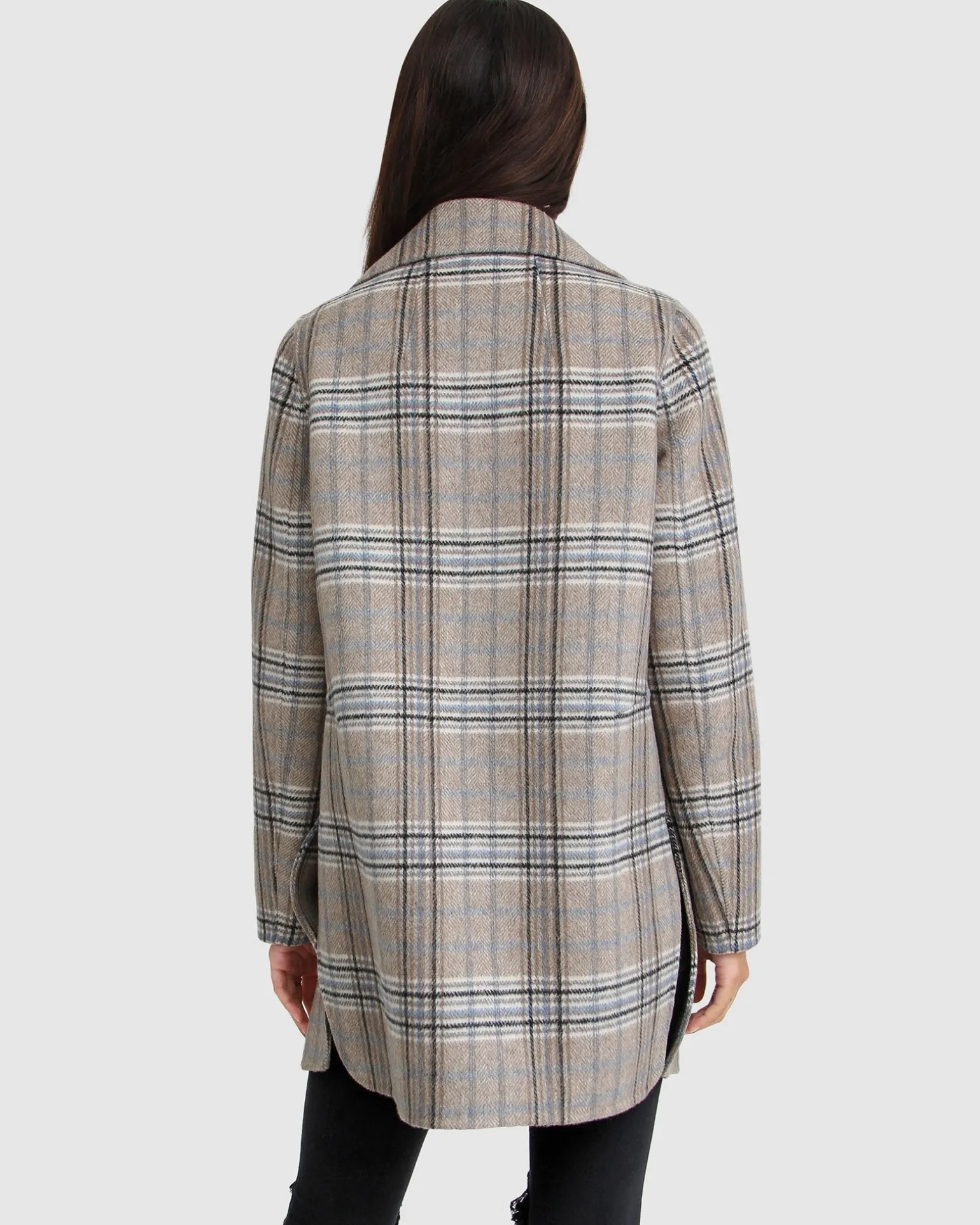Belle & Bloom Wool Coats | Wool Coats>NEW FIT Ex-Boyfriend Wool Blend Oversized Jacket - Oat Plaid