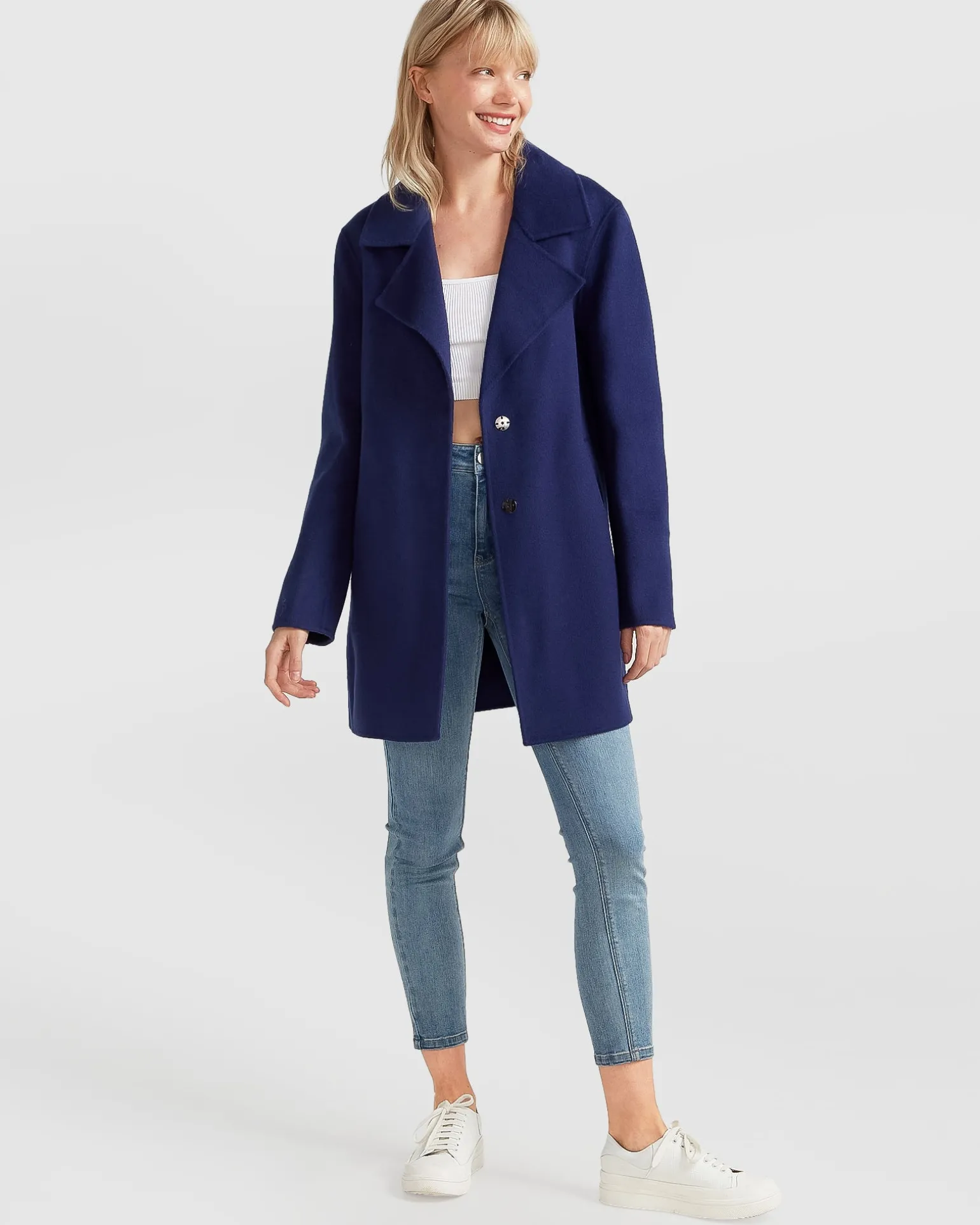 Belle & Bloom Wool Coats | Wool Coats>NEW FIT Ex-Boyfriend Wool Blend Oversized Jacket - Midnight Blue