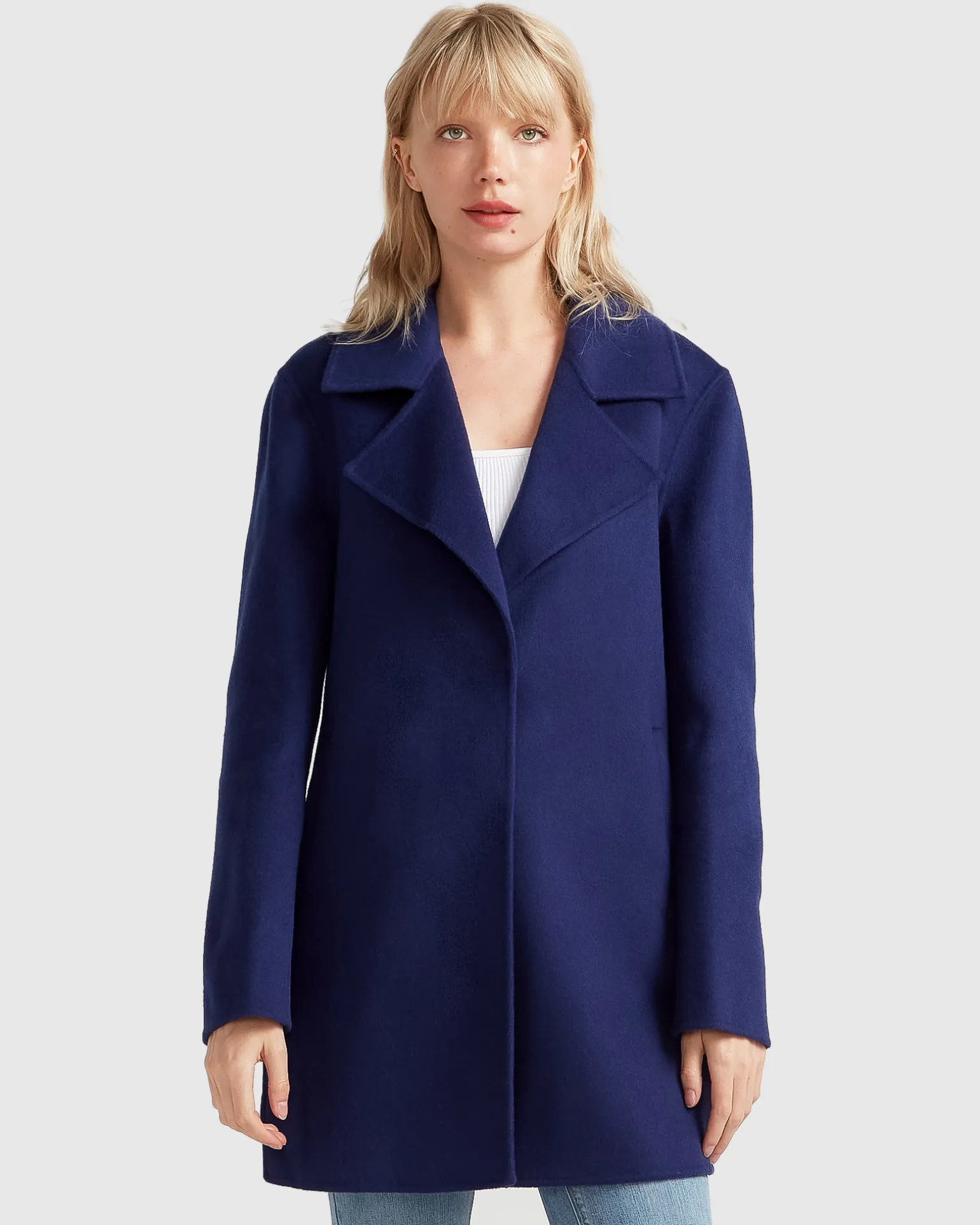 Belle & Bloom Wool Coats | Wool Coats>NEW FIT Ex-Boyfriend Wool Blend Oversized Jacket - Midnight Blue